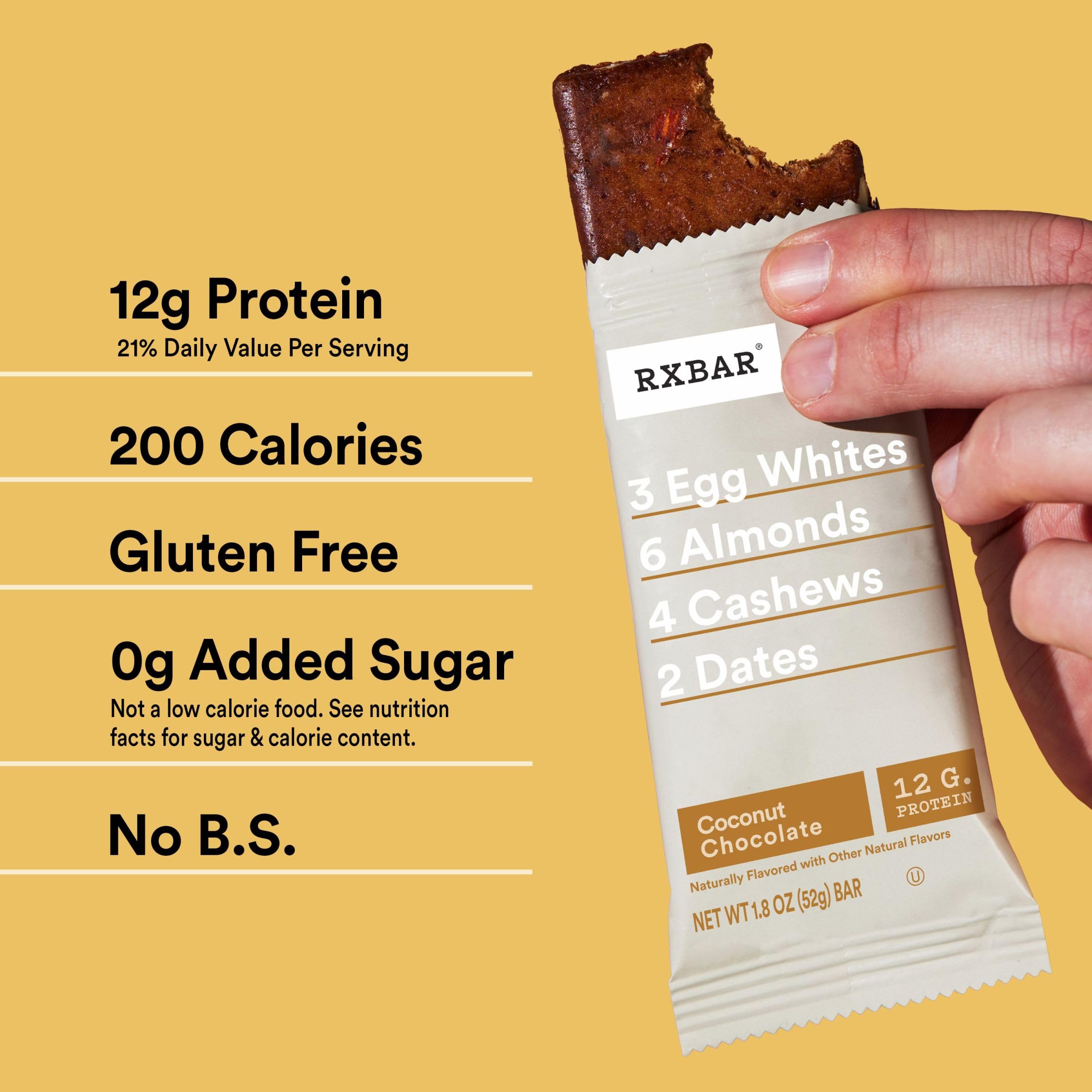 RXBAR Protein Bars - Coconut Chocolate Flavor, 22oz Box (12 Bars) | High Protein Snack for Workout Recovery, Healthy On-the-Go Breakfast & Travel Snacks