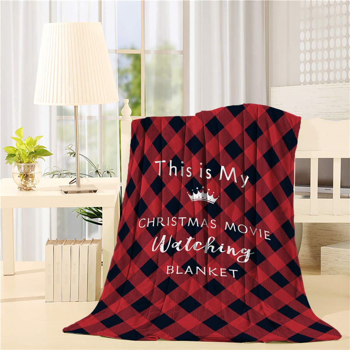 Christmas Blanket Twin Size 60x80 Inch - Soft Fleece Flannel Throw Blanket for Kids & Adults in Black Red Buffalo Check Plaid - Cozy Blanket for Movie Nights, Bed, Couch & Sofa Decor - Perfect Holiday Gift for Christmas