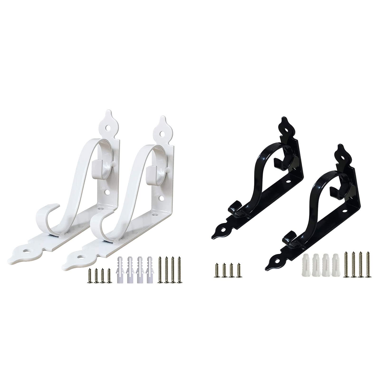 EAGLES 4-Pack 8 Inch Heavy Duty Rustic Iron Shelf Brackets - L-Shaped Wall Mounted Floating Shelf Supports for DIY Open Shelving (2 Black + 2 White) | Perfect for Kitchen, Bathroom & Living Room Storage Decor
