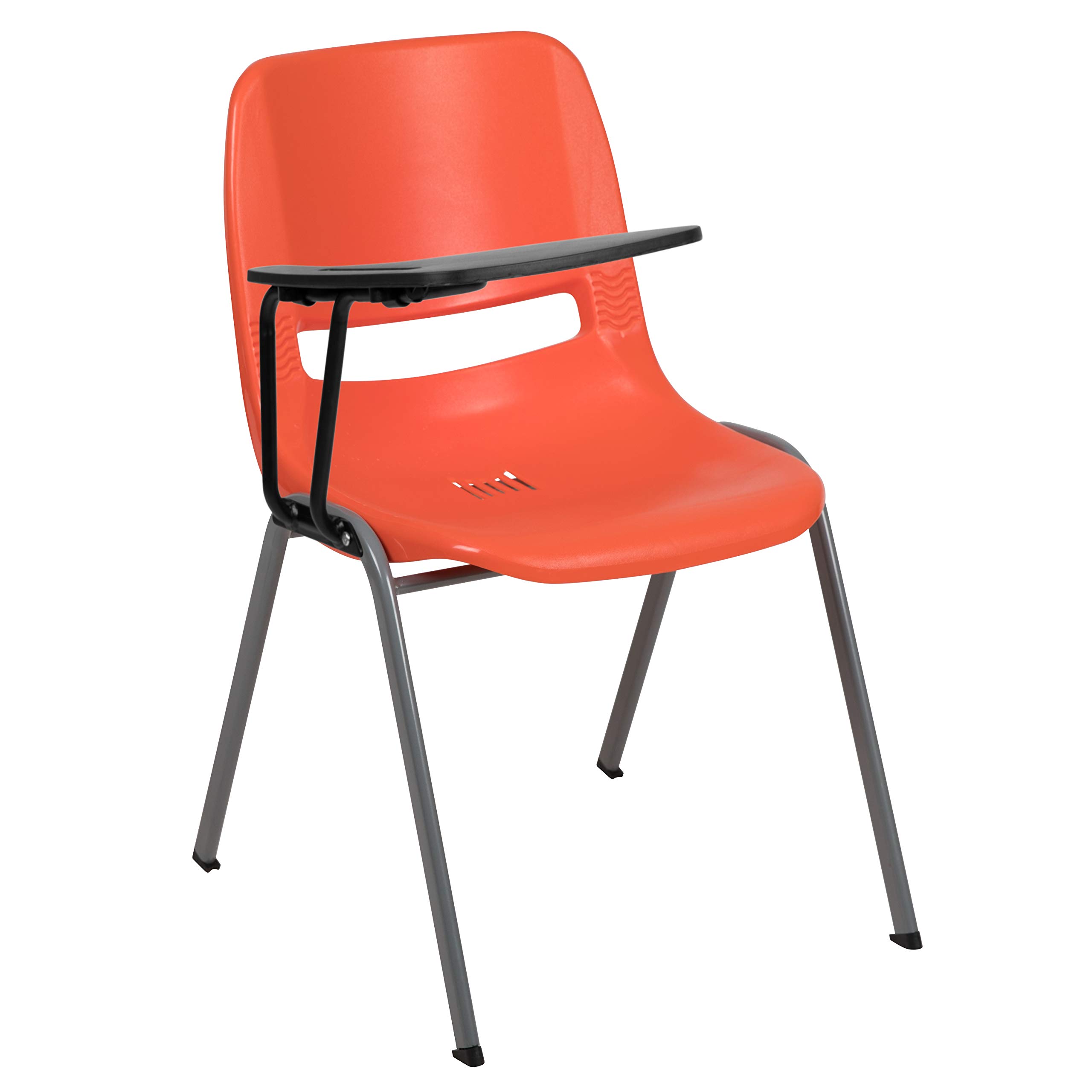 Ergonomic Orange Shell Chair with Right-Handed Flip-Up Tablet Arm - Adjustable Office Desk Chair for Home & Work - Perfect for Studying, Gaming, and Remote Work