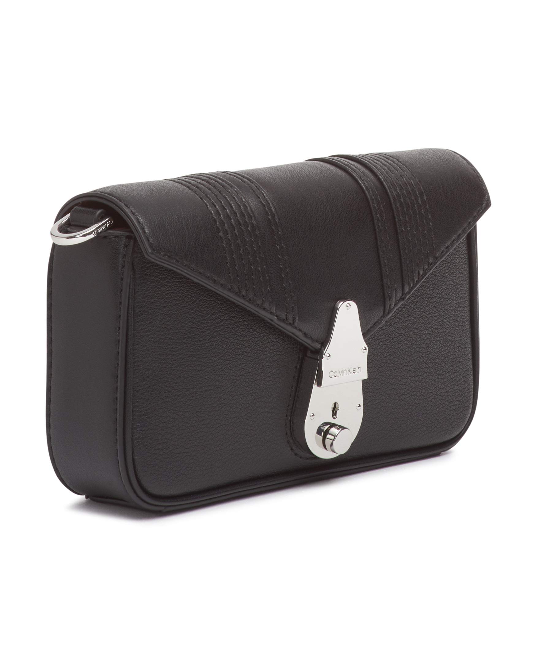Calvin Klein Lock Linear Stitch Quilted Daytona Leather Crossbody Bag for Women | Fashionable Shoulder Purse for Daily Use, Work, and Evening Out