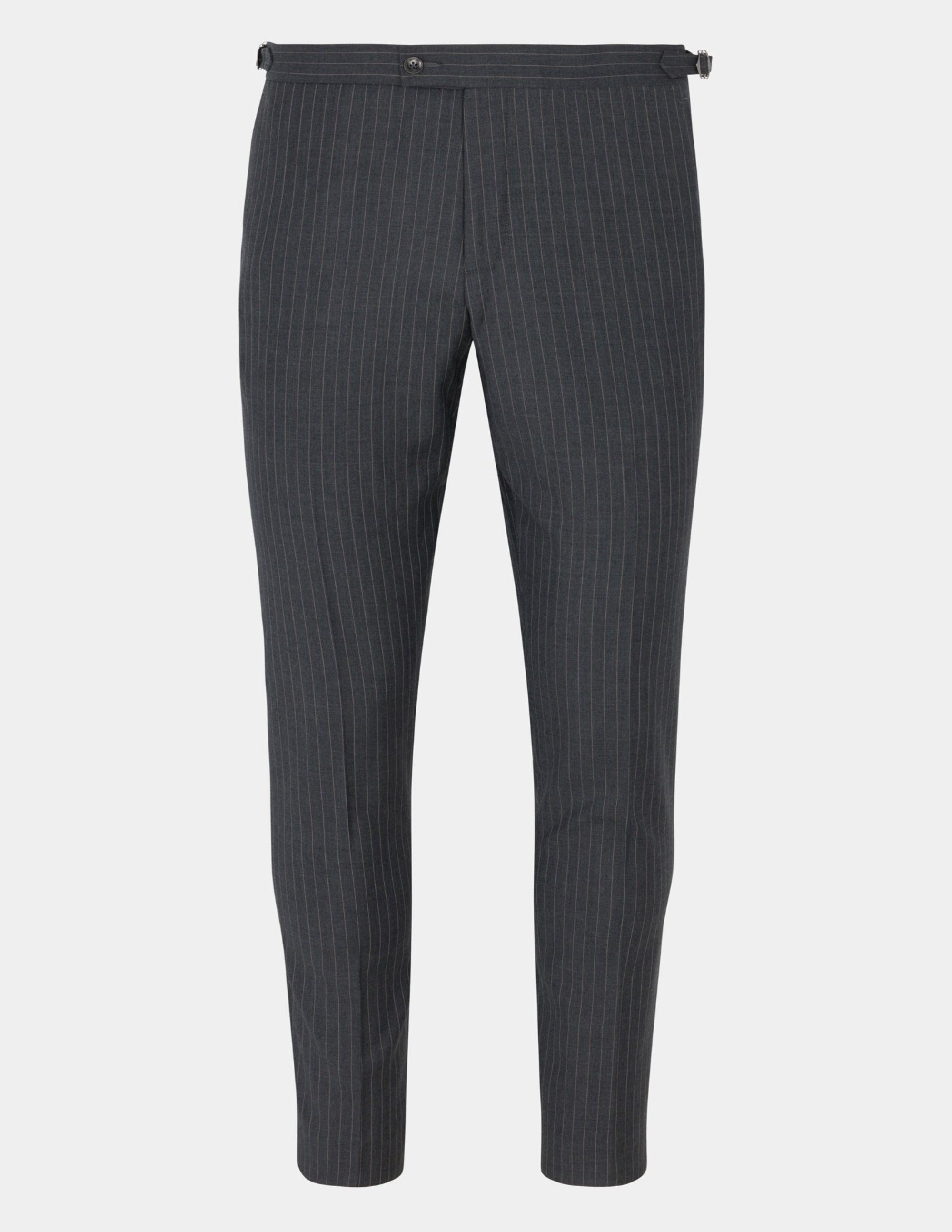 Stylish Grey and White Striped Wool Trousers for Women - Comfortable Winter Pants for Office, Travel & Casual Wear