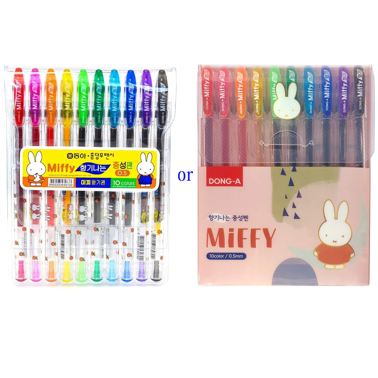 Dong-A Miffy Bunny Gel Ink Scented Rollerball Pens - 0.5mm Fine Point, 10 Vibrant Colors Set - Perfect for Journaling, Note Taking & Gift Giving