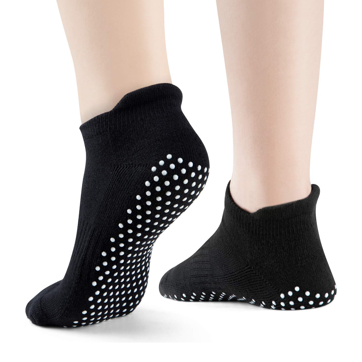 Non-Slip Grip Socks for Women & Men - 3 Pairs Yoga Socks with Traction for Pilates, Barre, Workout - Black, Grey, Pink - Perfect for Home Exercise, Studio Classes & Hospital Use