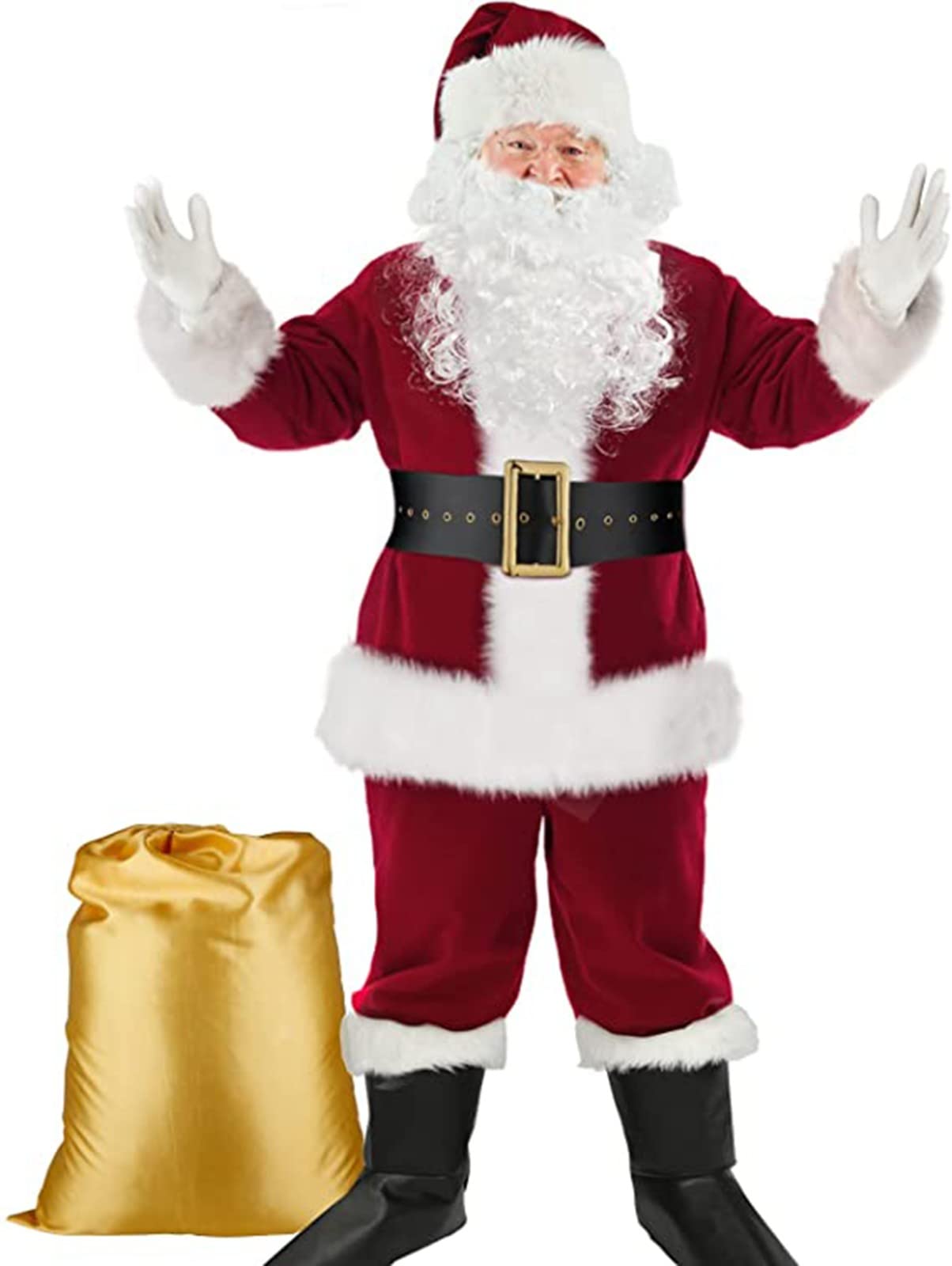 Classic Red Velvet Santa Claus Costume for Men & Women - Adult Christmas Santa Suit Outfit in Size XL - Perfect for Holiday Parties, Festive Events & Christmas Photo Shoots