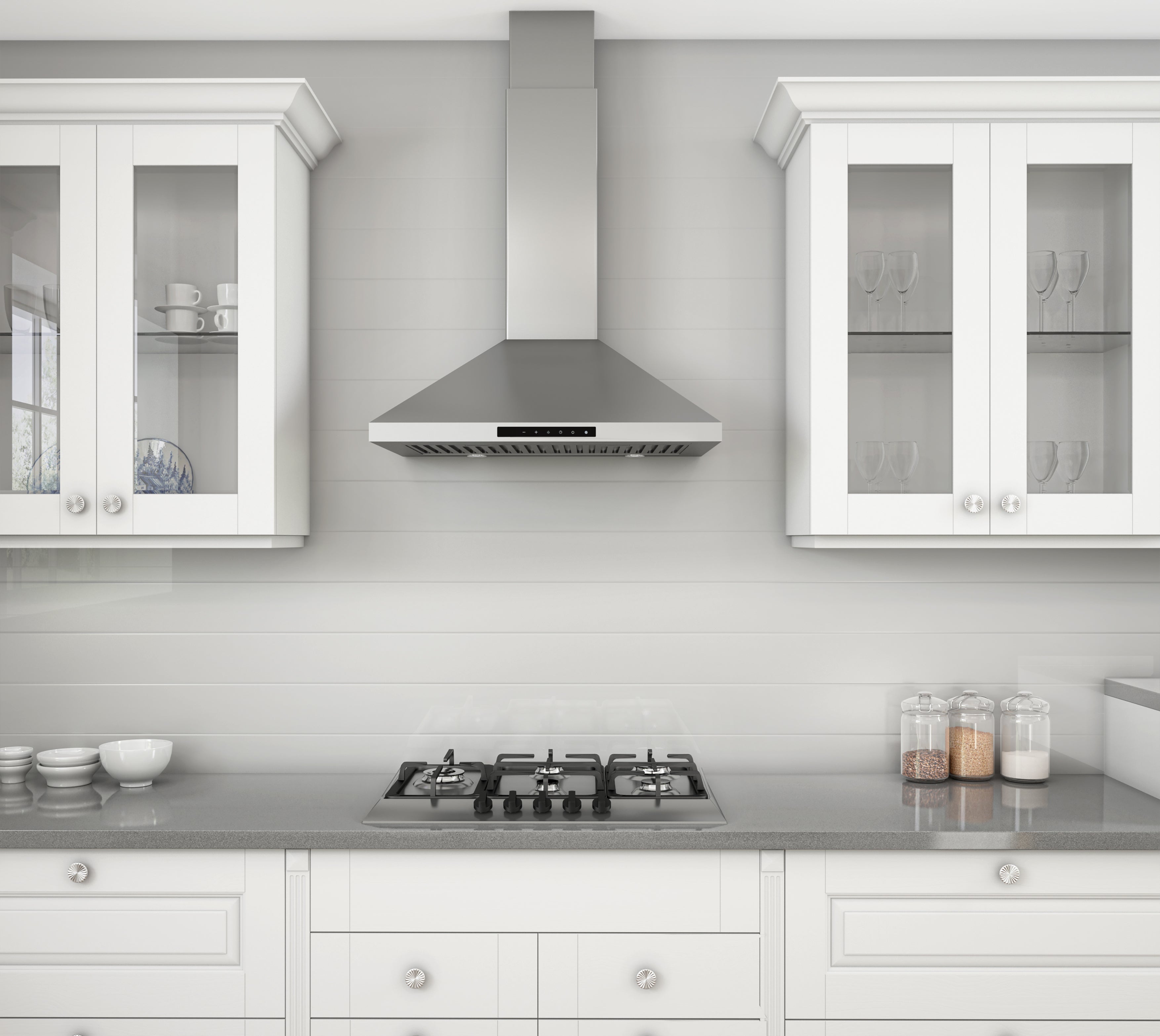 WPNL630 30 Inch Stainless Steel Wall Mount Pyramid Range Hood with Night Light - Powerful Kitchen Ventilation for Modern Homes