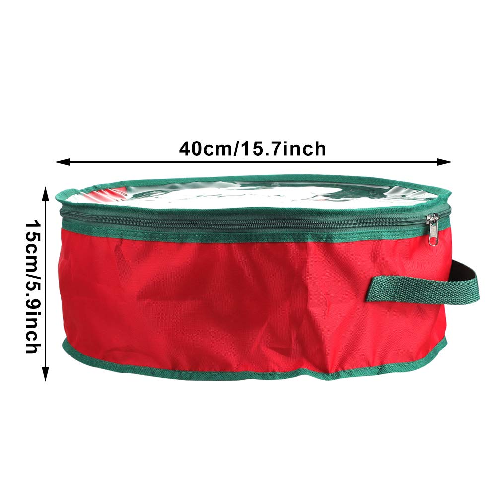Firlar Christmas Wreath Storage Bag - Clear Window & Dual Zipper Holiday Decor Organizer, Foldable Xmas Garland Container with Handle (15.7 Inch) - Perfect for Storing Wreaths, Garlands & Seasonal Decorations After Holidays
