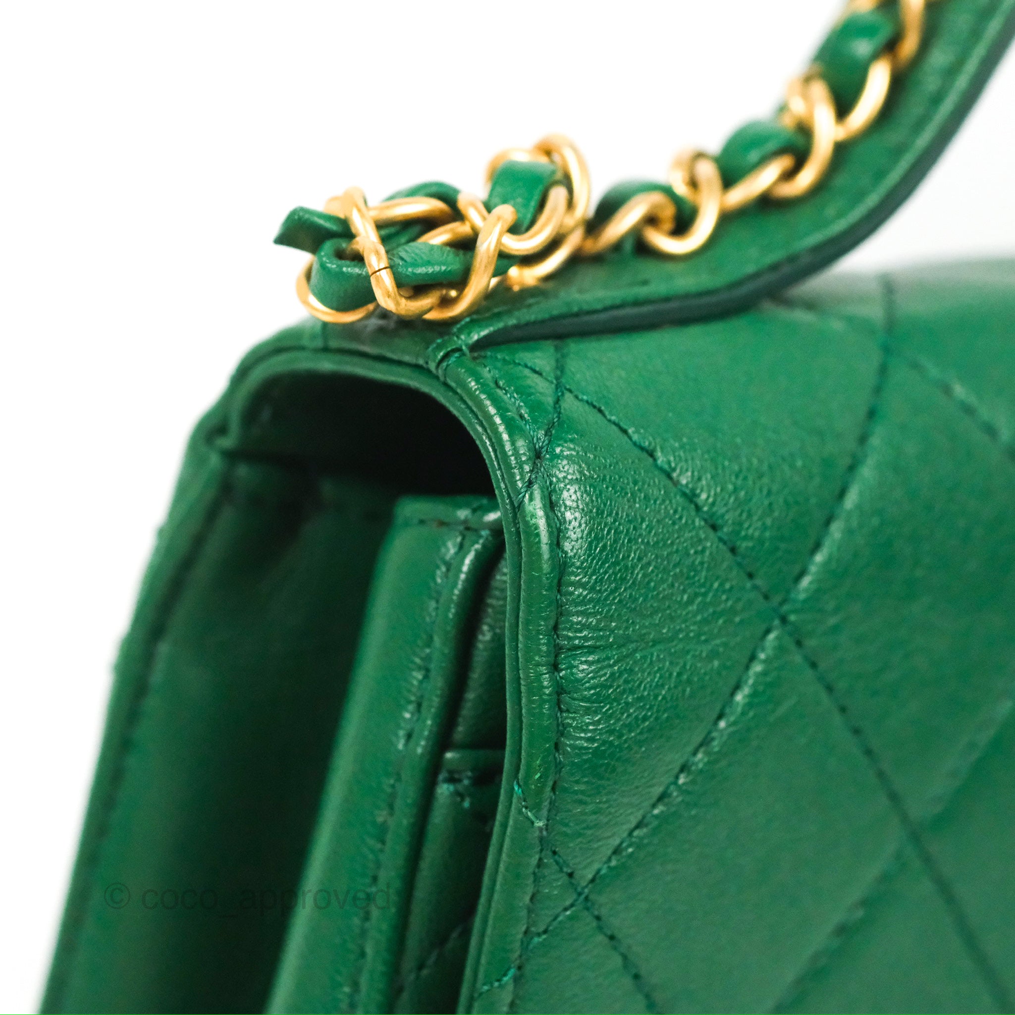 Chanel Chain Infinity Top Handle Bag - Green Lambskin Leather with Aged Gold Hardware - Luxury Crossbody Shoulder Bag for Women, Perfect for Parties, Weddings & Evening Events