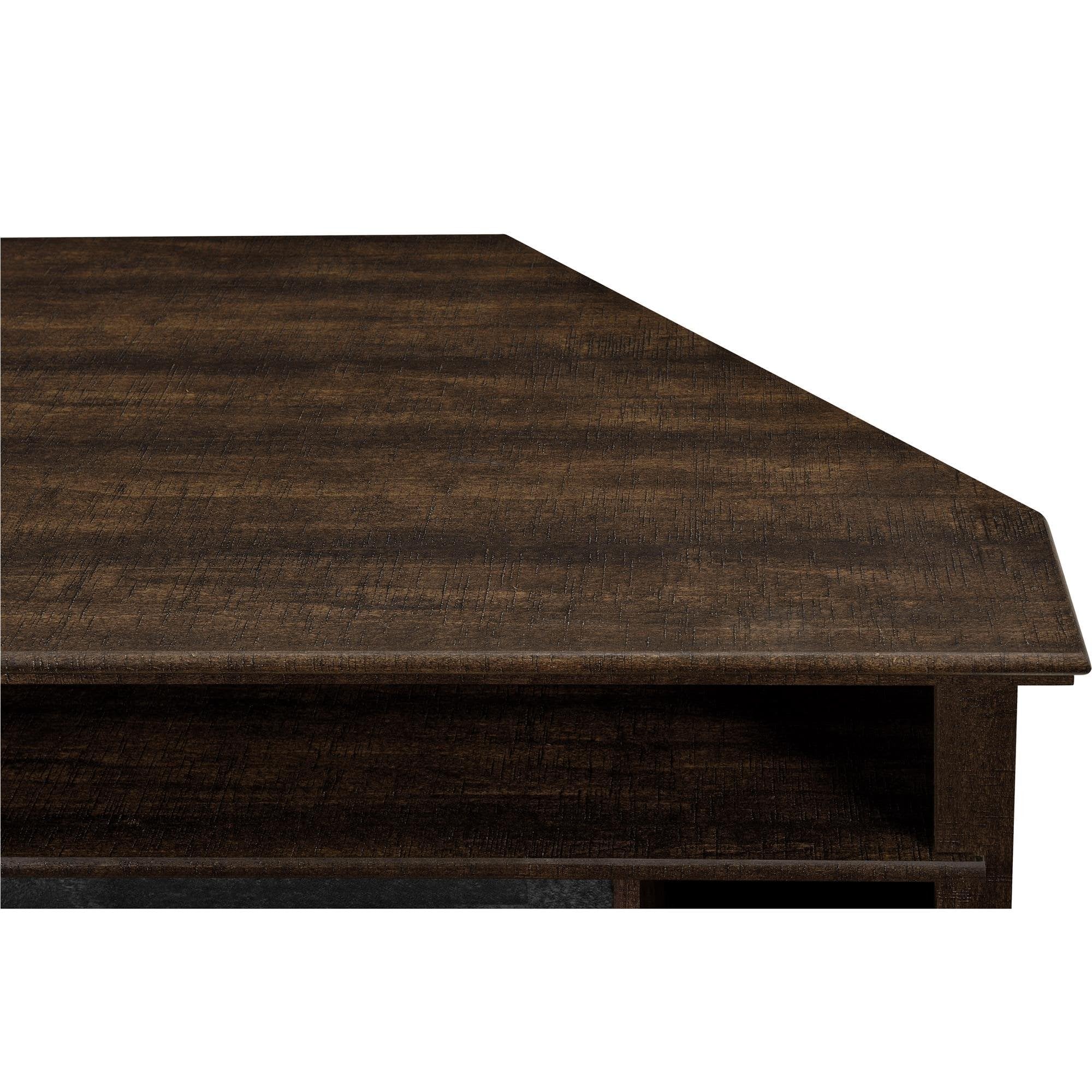 Ameriwood Home Overland 50 Inch Corner Fireplace TV Stand with Electric Heater Insert - Remote Control, Timer, Realistic Flame & Log Effect in Espresso - Perfect for Living Room, Bedroom & Home Theater Setup
