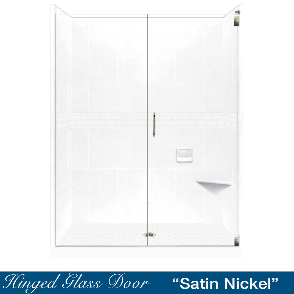 60-Piece Alcove Natural Buff Sistine Stone & Subway Tile Accent Kit - DIY Shower Remodel Kit for Bathroom Renovation, Waterproof Wall Panel Installation, and Modern Home Upgrade