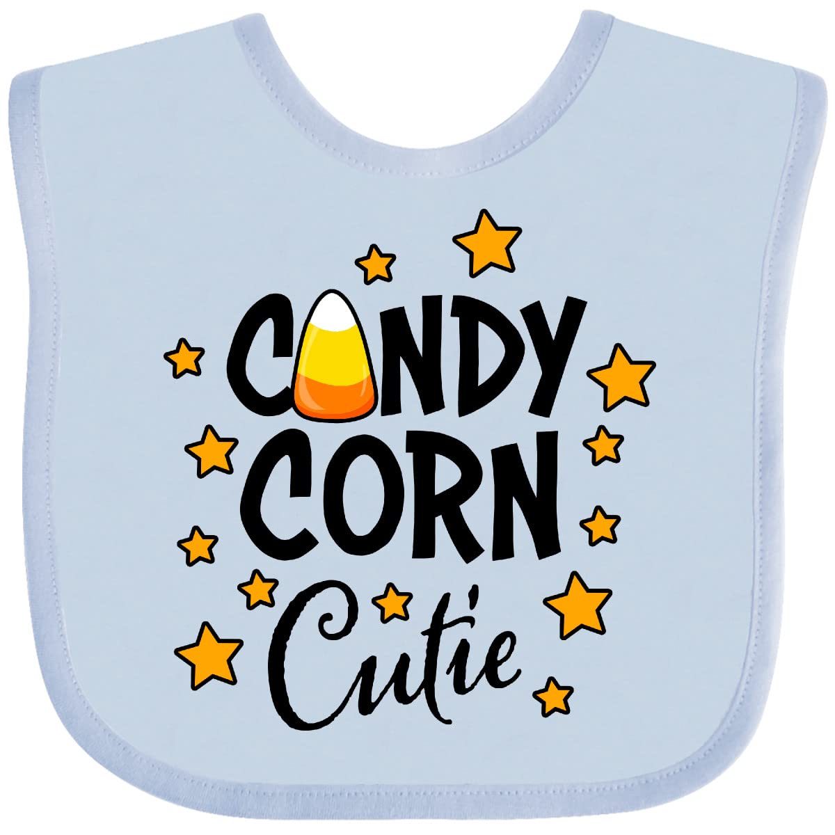 Inktastic Candy Corn Cutie with Stars Baby Bib - Soft Cotton Drool Bib for Infants & Toddlers - Perfect for Halloween, Fall Festivals & Photo Shoots