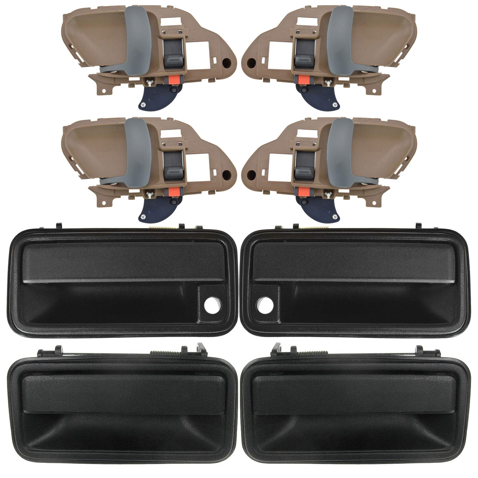 Black & Tan Interior/Exterior Door Handle Kit - Set of 8 for Chevy GMC Pickup SUV Trucks - Perfect for Replacement & Customization Projects