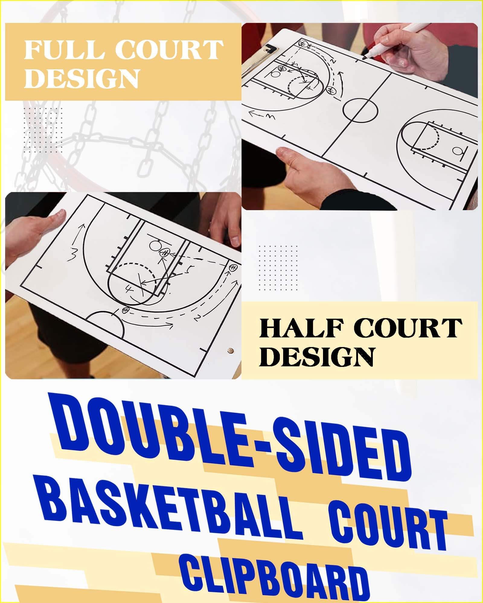 Double-Sided Basketball Coaching Board - Dry Erase Tactical Play Clipboard for Coaches | Perfect for Game Strategies, Practice Drills & Team Meetings