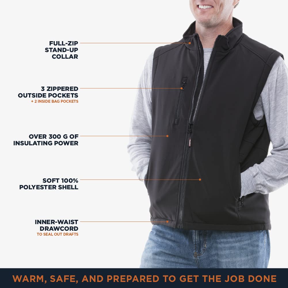 RefrigiWear Men's & Women's Warm Insulated Softshell Vest with Micro-Fleece Lining - Windproof & Water-Resistant Winter Work Vest for Outdoor Jobs, Hunting & Cold Weather Activities