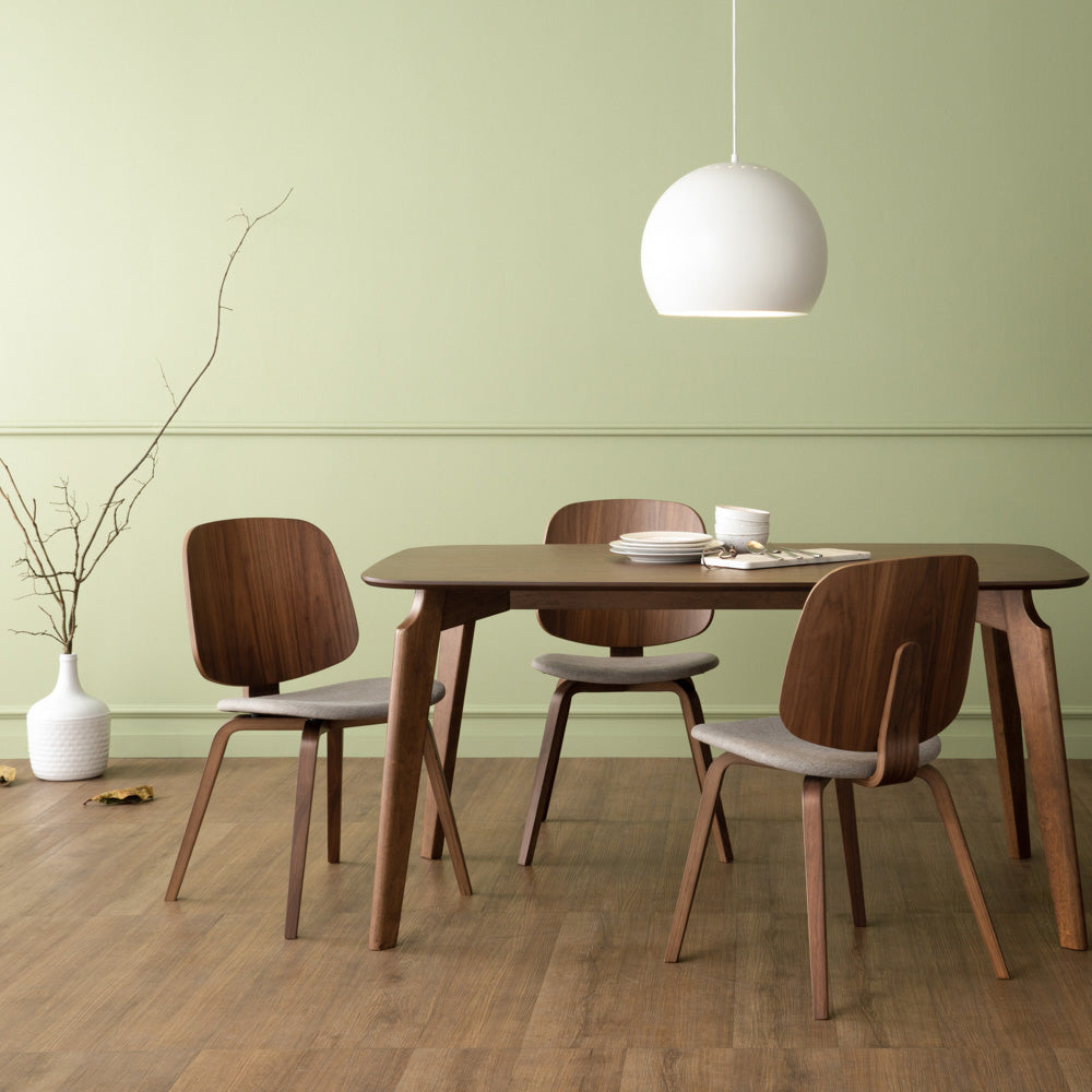 AVARIE Modern Dining Chair - Grey Fabric & Walnut Wood - Comfortable Kitchen & Dining Room Furniture for Home & Restaurant Use