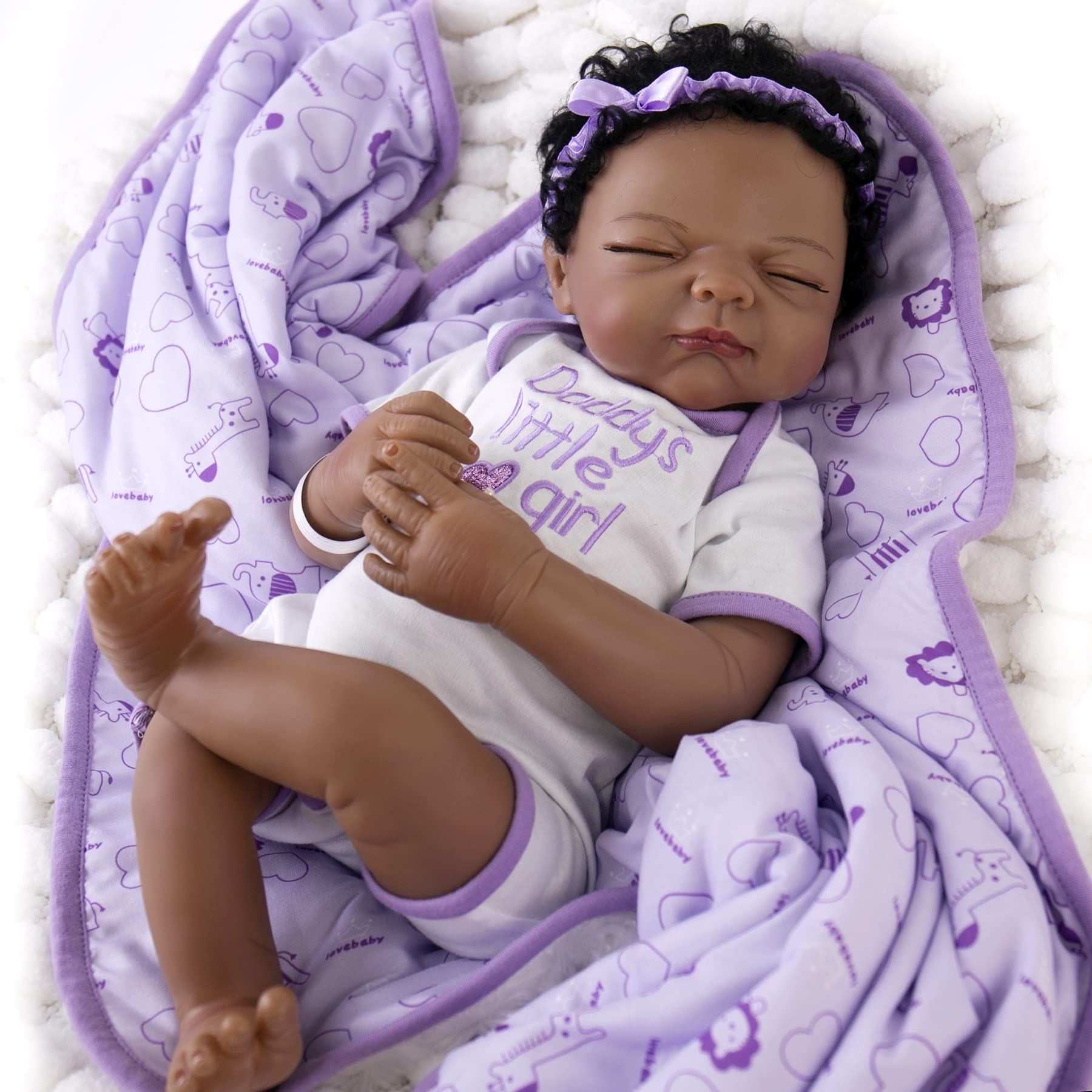 Lifelike 22 Inch Black Reborn Baby Doll - Realistic Newborn Girl Doll with Feeding Toy Accessories for Kids 3+ | Perfect Gift for Collectors, Role Play & Therapy Use