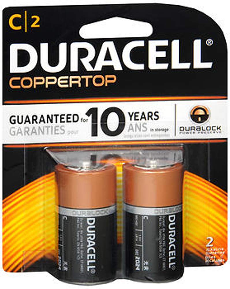 Duracell Coppertop C Batteries - 2 Count (2-Pack) | Long-Lasting Power for Flashlights, Toys & Electronics | Reliable Alkaline Batteries