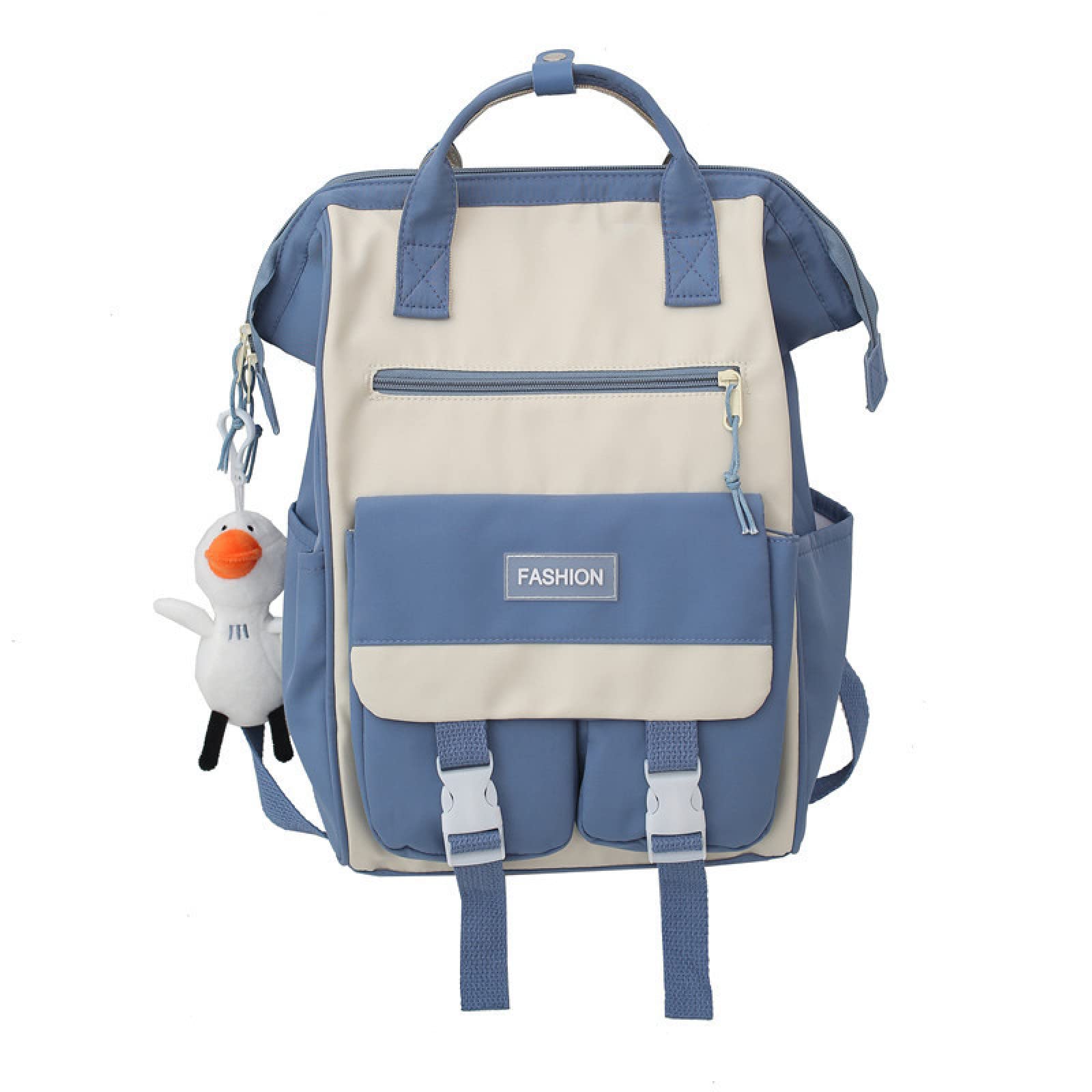 Large-Capacity Portable Laptop Backpack for Women - Stylish Contrast Color School & Work Backpack - Durable Commuter Bag for College & High School Students (Blue, No Pendant) - Perfect for School, Office, Travel & Daily Use