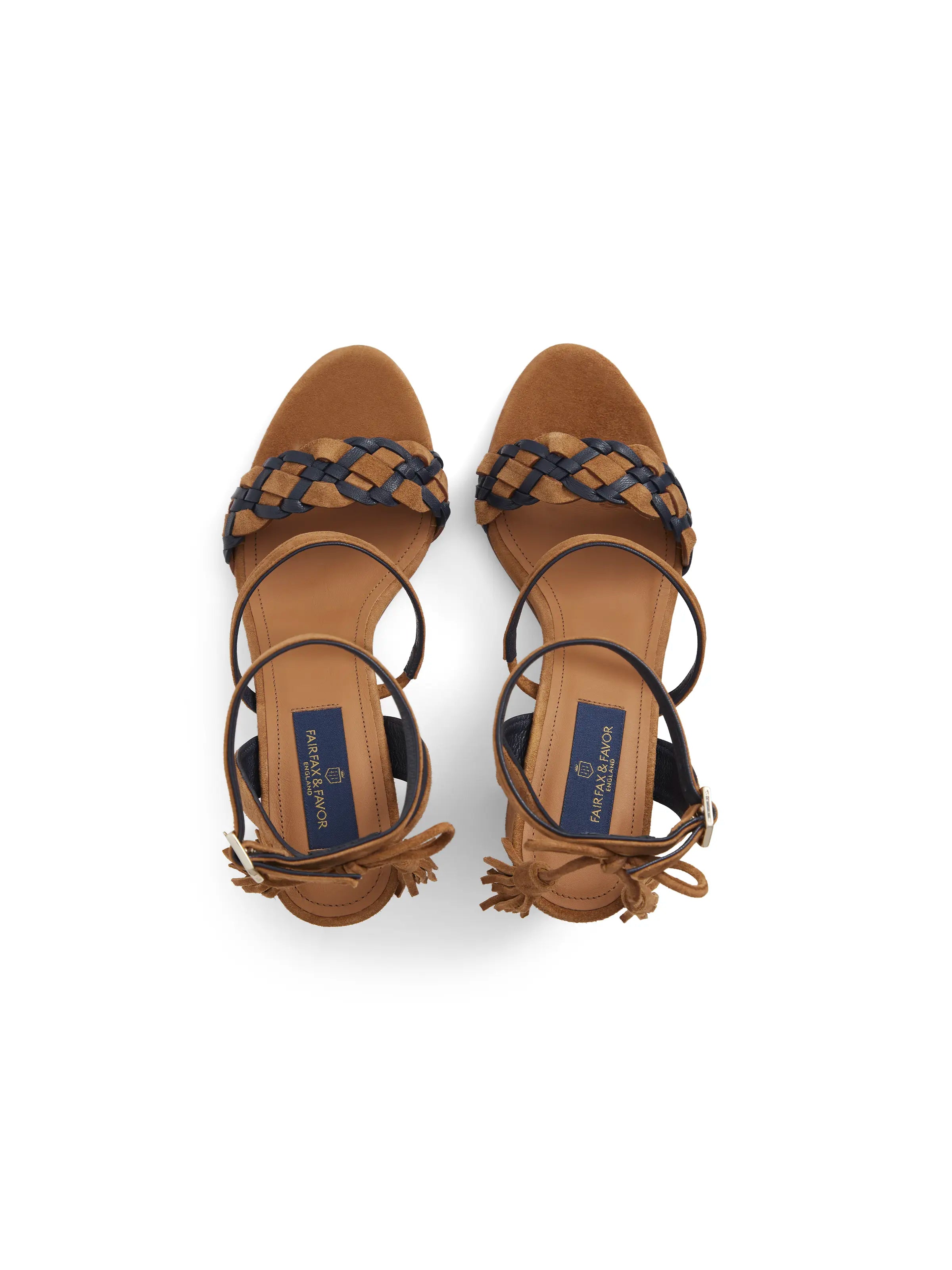 Tuscany Heel Women's Comfortable Block Heel Sandals in Tan & Navy - Perfect for Summer Outings, Beach Vacations, and Casual Wear