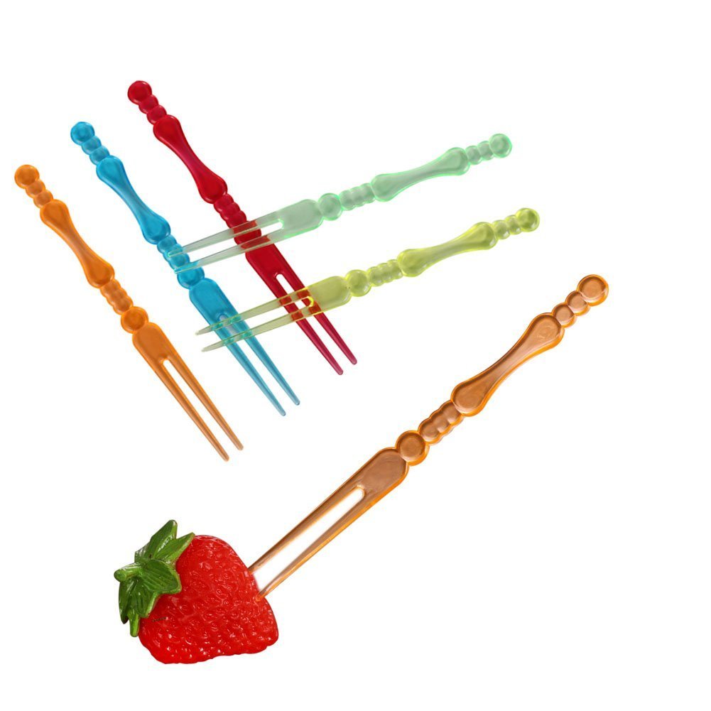 400-Piece Disposable 4-Inch Plastic Cocktail Picks - Colorful Fruit Forks, Cake & Dessert Forks - Perfect for Parties, Weddings, BBQs, and Cocktail Events