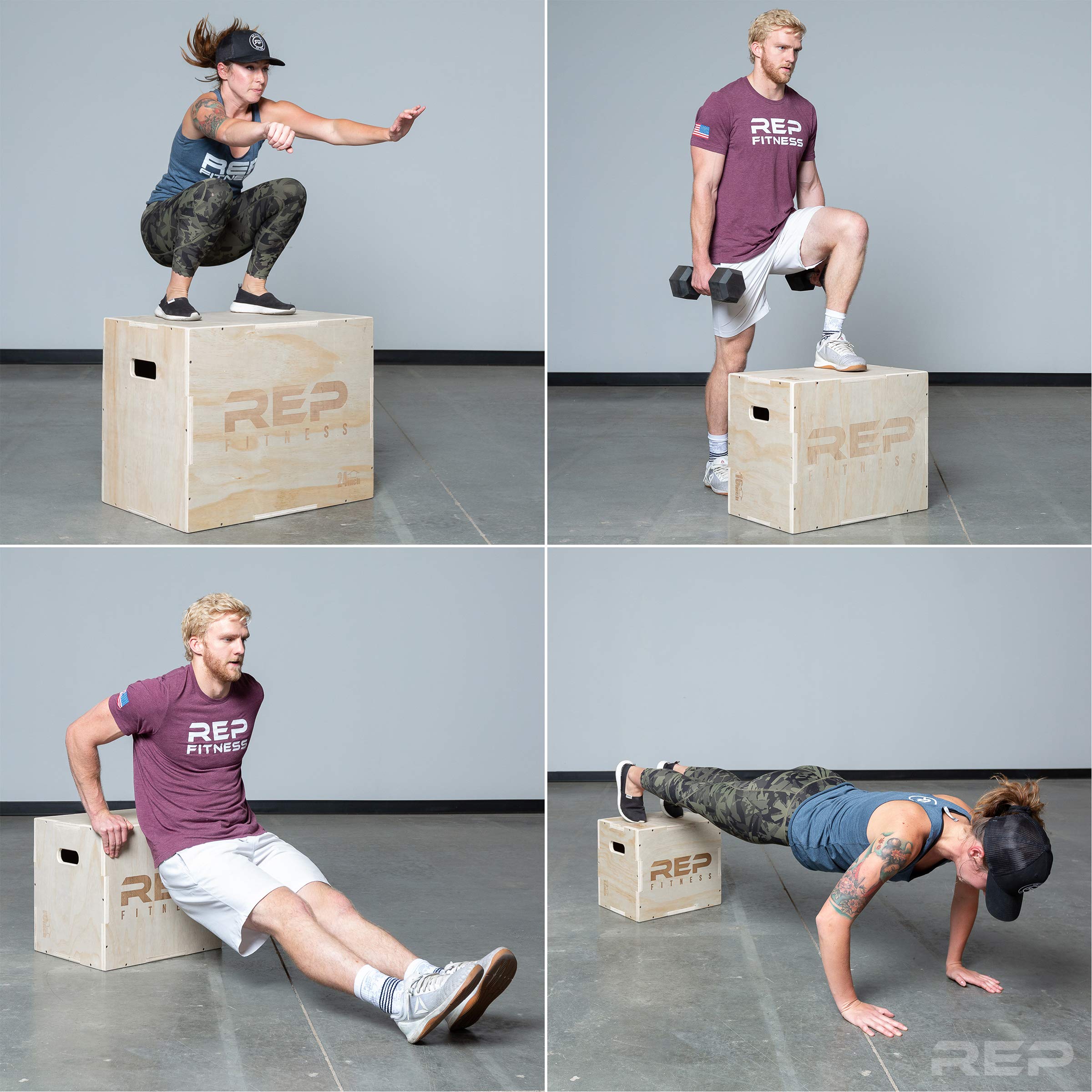 REP FITNESS 3-in-1 Unassembled Plyometric Jump Box - 30/24/20, 24/20/16, 20/18/16, 16/14/12 Inch Wooden Training Box for CrossFit, HIIT, Agility & Strength Conditioning - Perfect for Home Gym, Box Jumps & Fitness Workouts