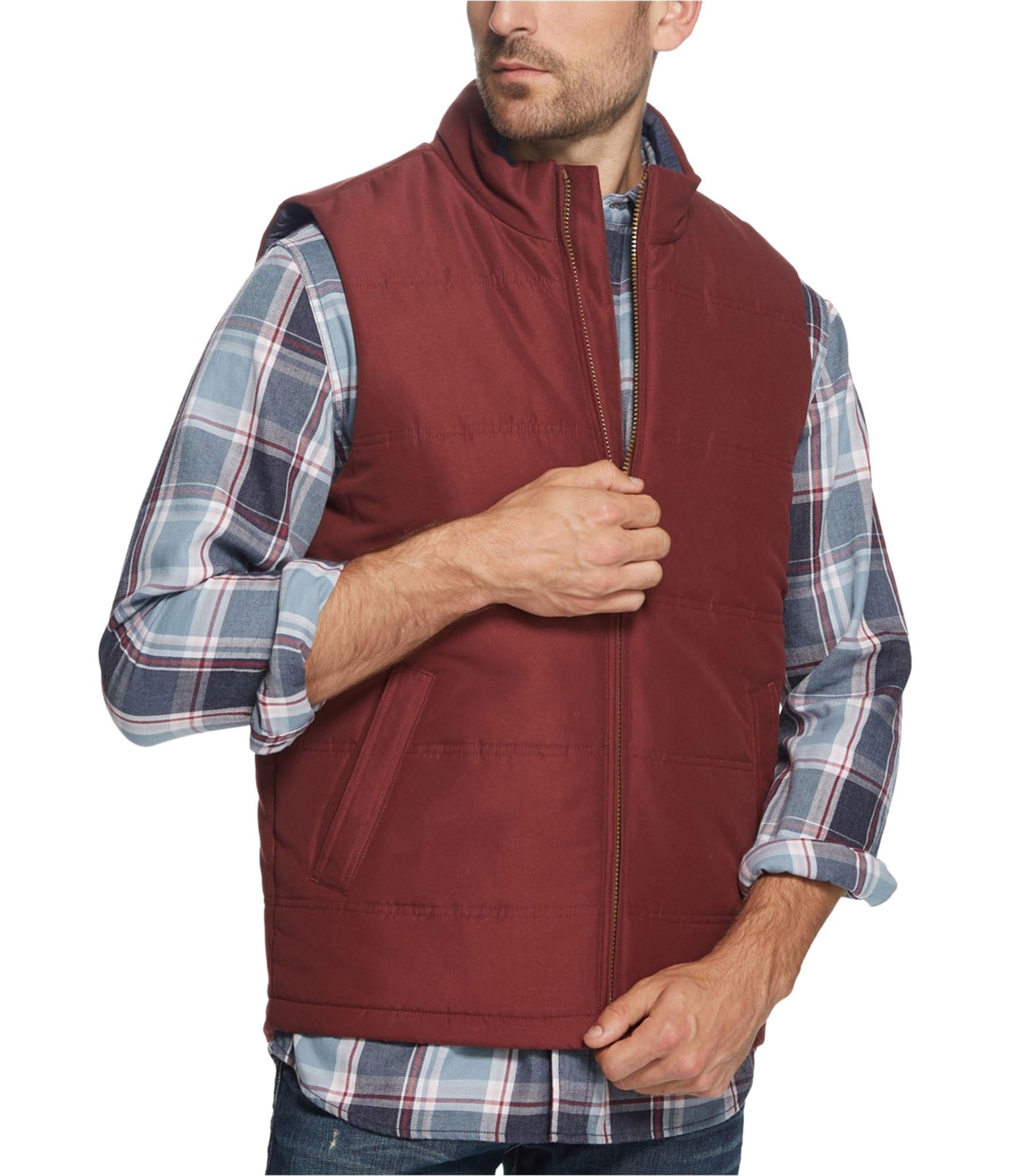 Men's Weatherproof Puffer Vest - Red, Small - Lightweight Warm Winter Jacket for Outdoor Activities & Casual Wear