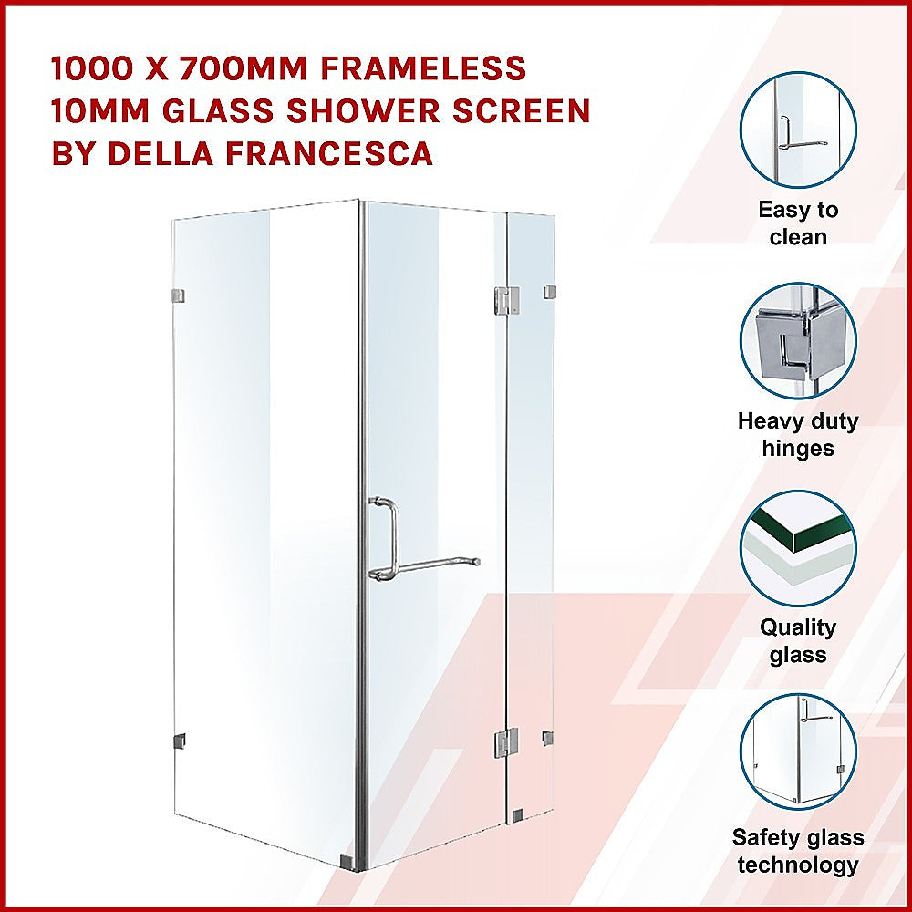 10mm Frameless Glass Shower Screen 1000x700mm - Modern Bathroom Enclosure by Della Francesca | Perfect for Walk-in Showers & Spa Bathrooms