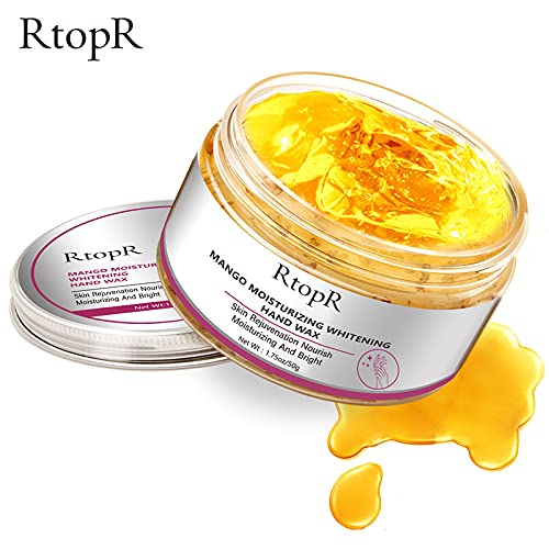 RtopR Mango Hand Mask & Wax - Whitening, Moisturizing, Repairing, Exfoliating Cream for Calluses & Anti-Aging | Perfect for Spa Nights, Dry Skin Care & At-Home Hand Treatments