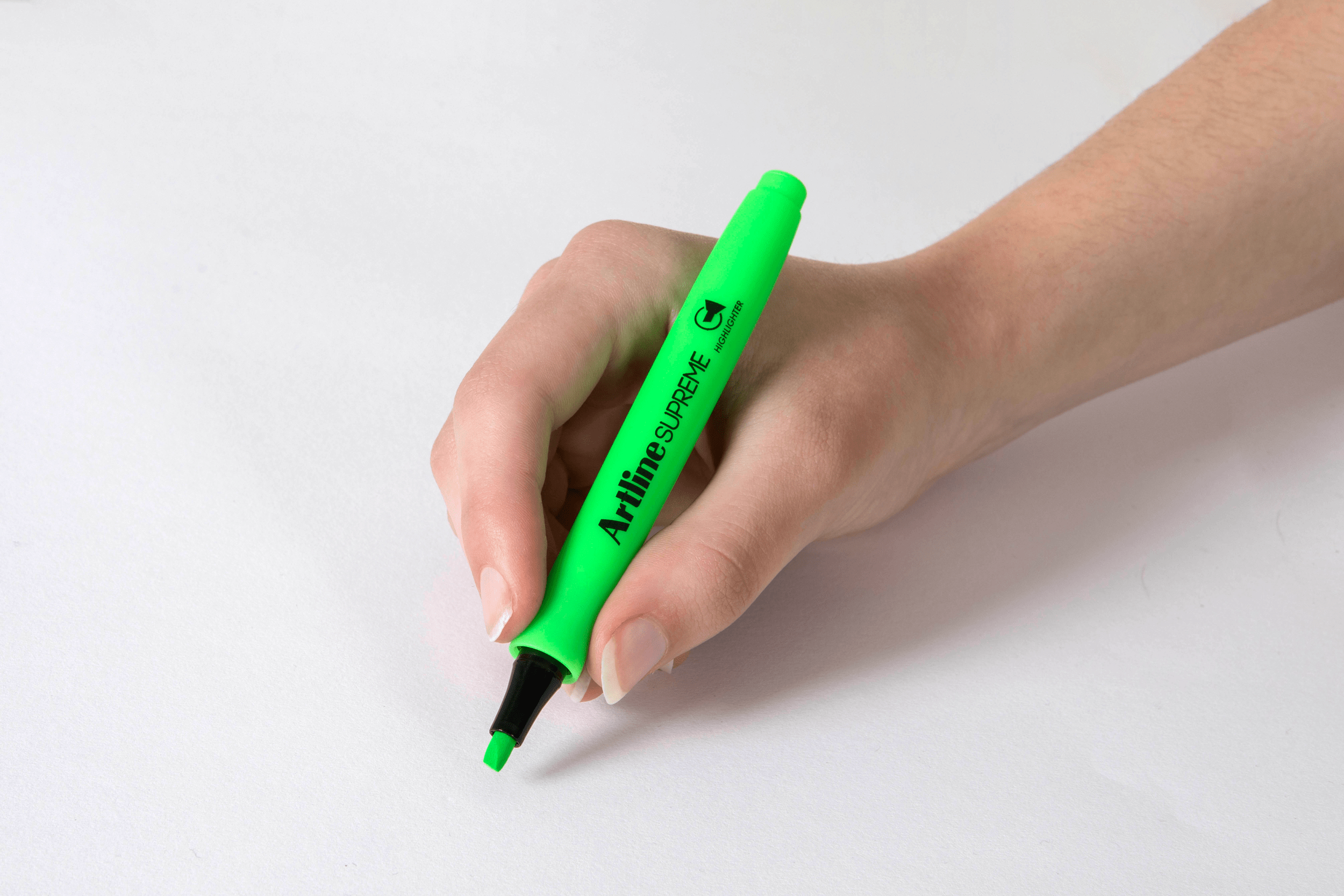 Artline Supreme Highlighter Markers - Pack of 12, Vibrant Green Ink for School, Office & Study Notes - Perfect for Students, Teachers & Professionals