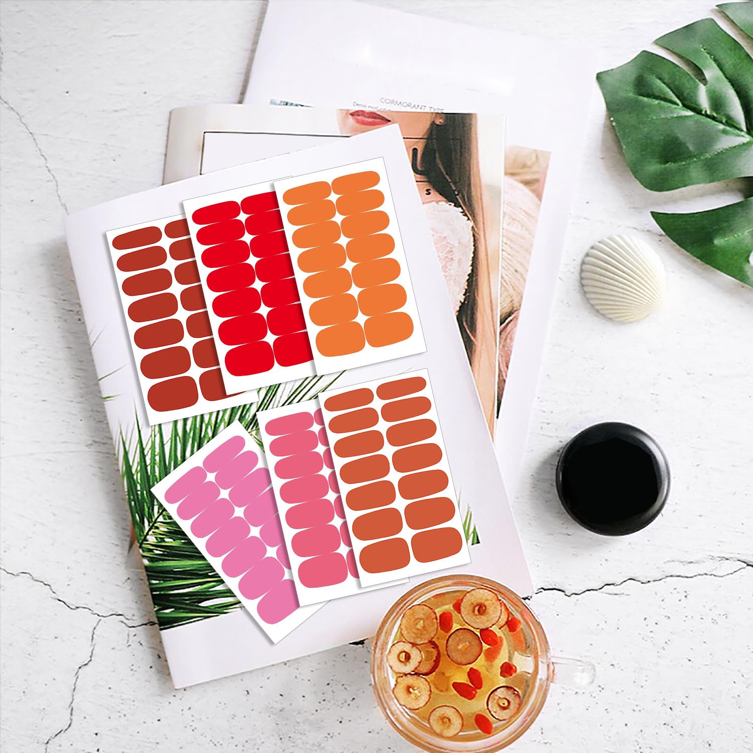 WOKOTO 20 Sheets Red Pink Nail Polish Strips - Full Cover Nail Wraps, Solid Color Nail Stickers for Women & Girls - DIY Nail Art, Gel Nail Strips, Easy Stick On Nails - Perfect for Parties, Weddings, and Daily Nail Care