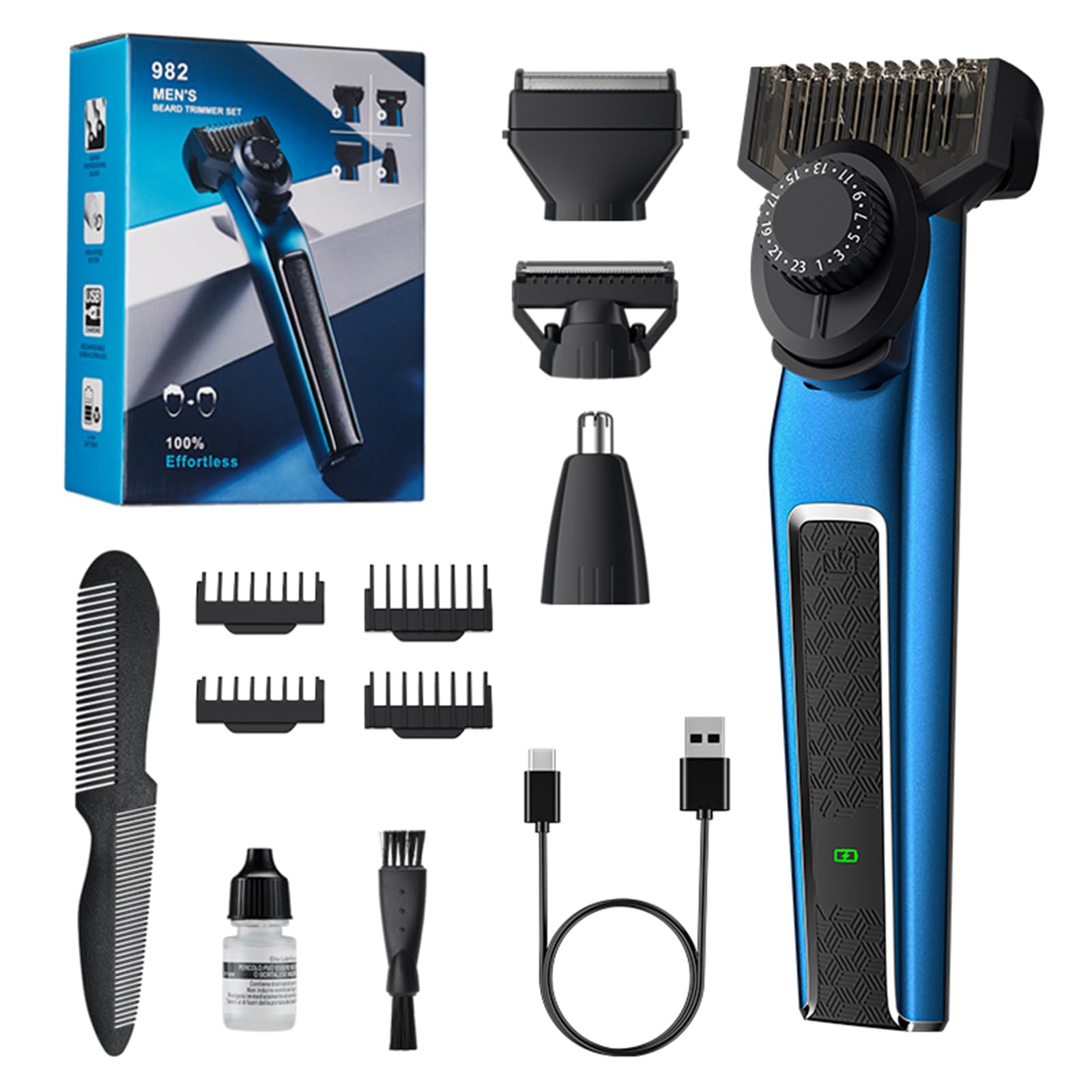 Premium Electric Shaver & Grooming Kit - 3-in-1 Multifunctional Trimmer for Beard, Nose & Body Hair - Wet/Dry Use - Perfect for Travel, Gym & Daily Grooming Routine