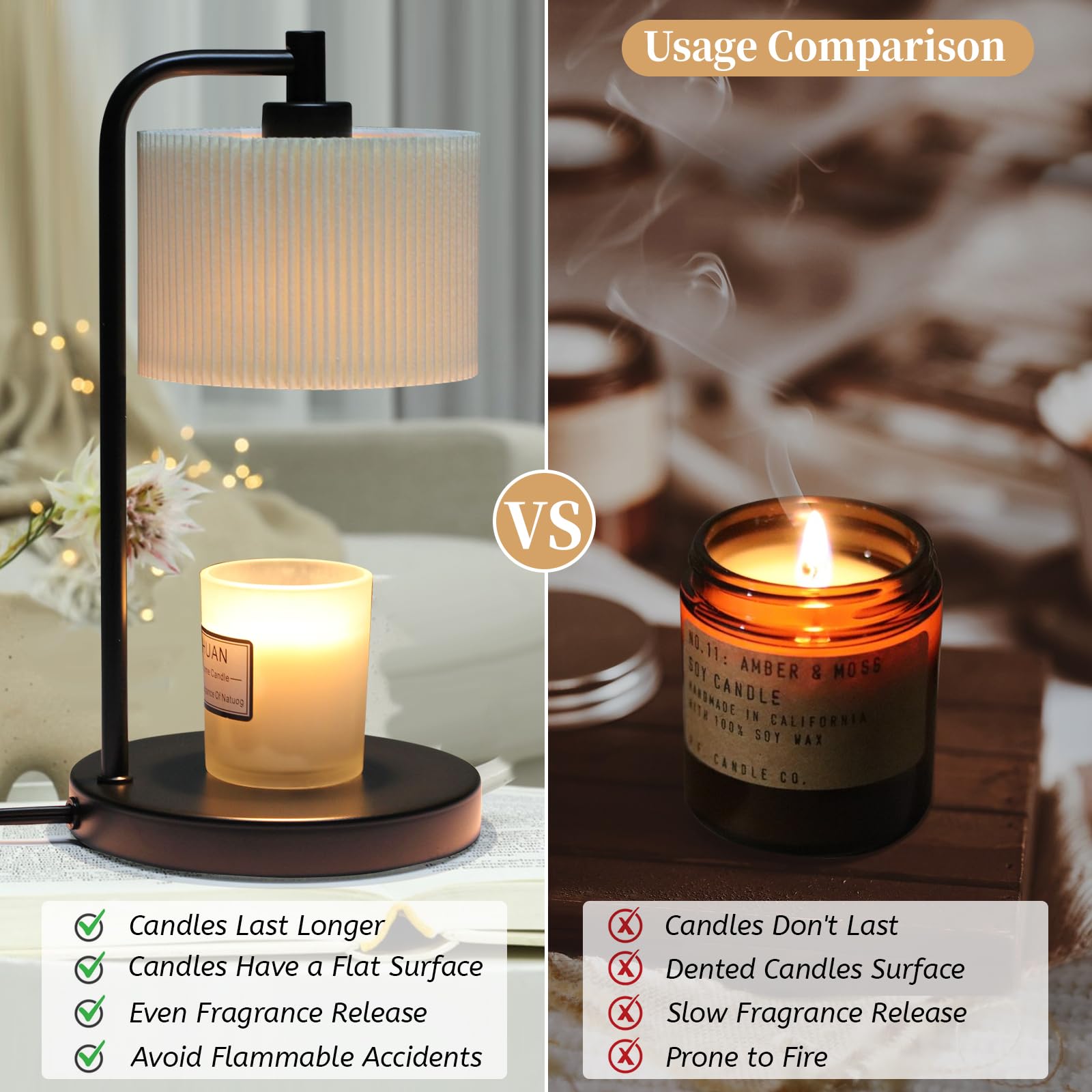 Dimmable Candle Warmer Lamp with Timer - Wax Melter for Jar Candles, Includes Replacement Bulbs - Elegant Home Decor, Perfect Housewarming & Christmas Gift (Black) - Ideal for Aromatherapy, Relaxation, and Creating Cozy Ambiance