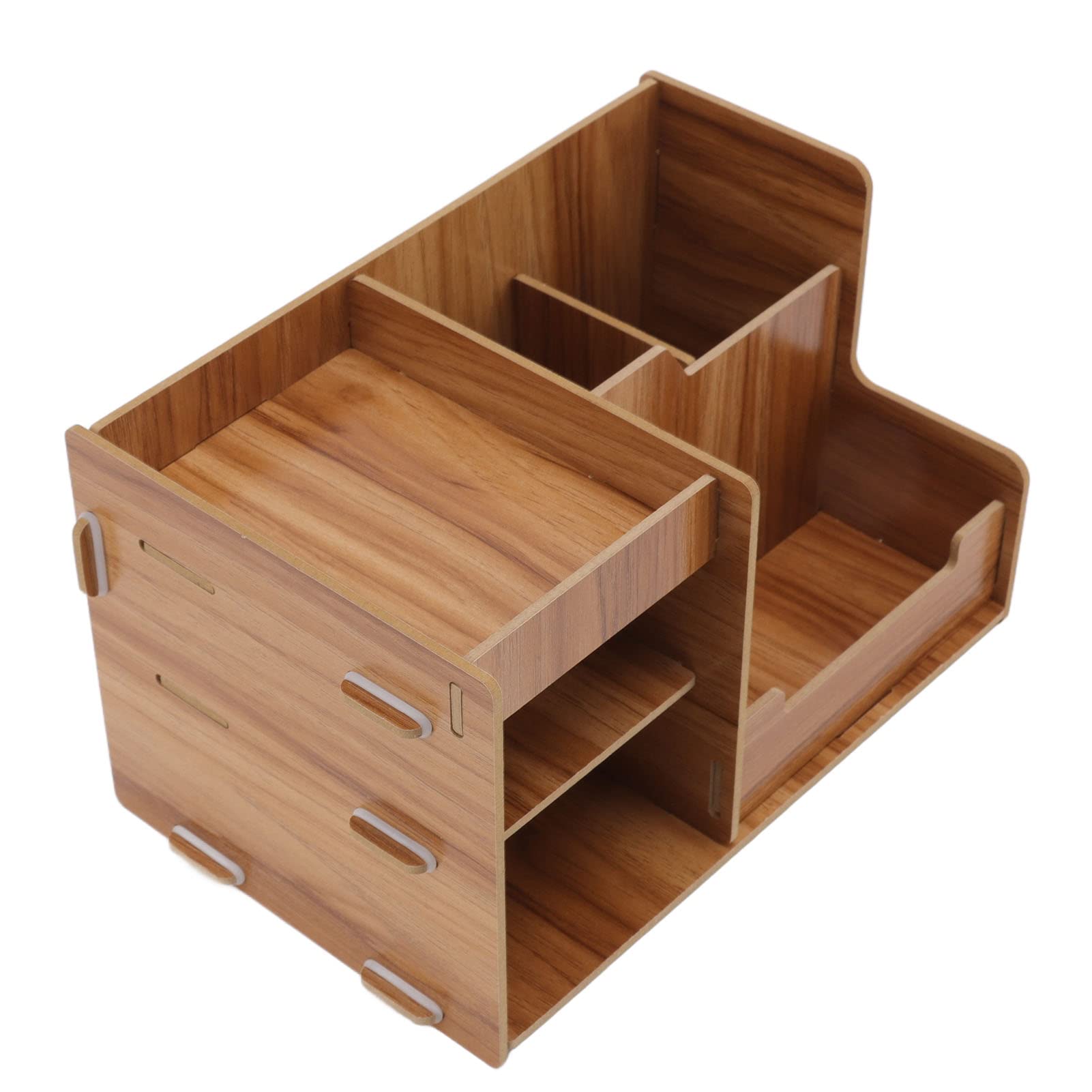 Wooden Desk Organizer - Space Saving Storage Box for Office, School & Cosmetics