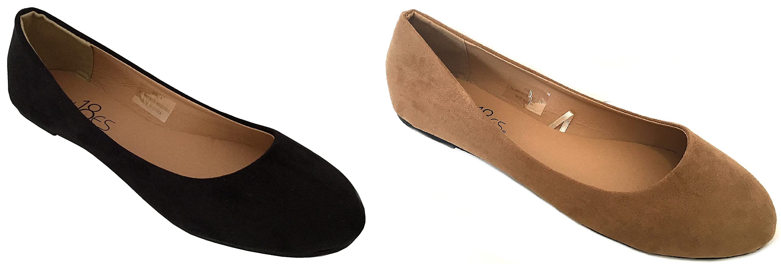 Shoes8teen Women's Round Toe Ballet Flats - 2 Pairs Pack | Comfortable Slip-On Shoes for Work, Office & Casual Wear