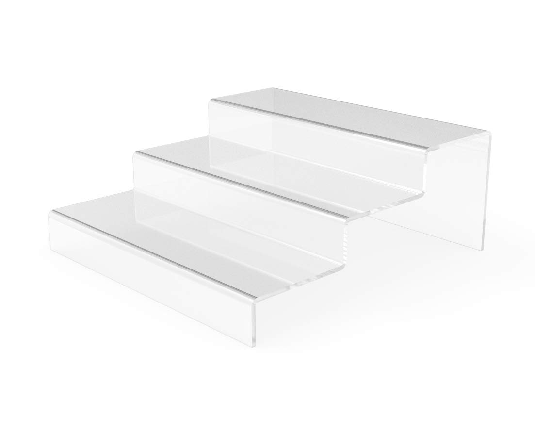 FixtureDisplays® 3-Piece Clear Acrylic Tiered Riser Set - 8.66x8.98x3.54 Inches - Perfect for Displaying Cupcakes, Jewelry & Retail Merchandise (Model 13803)