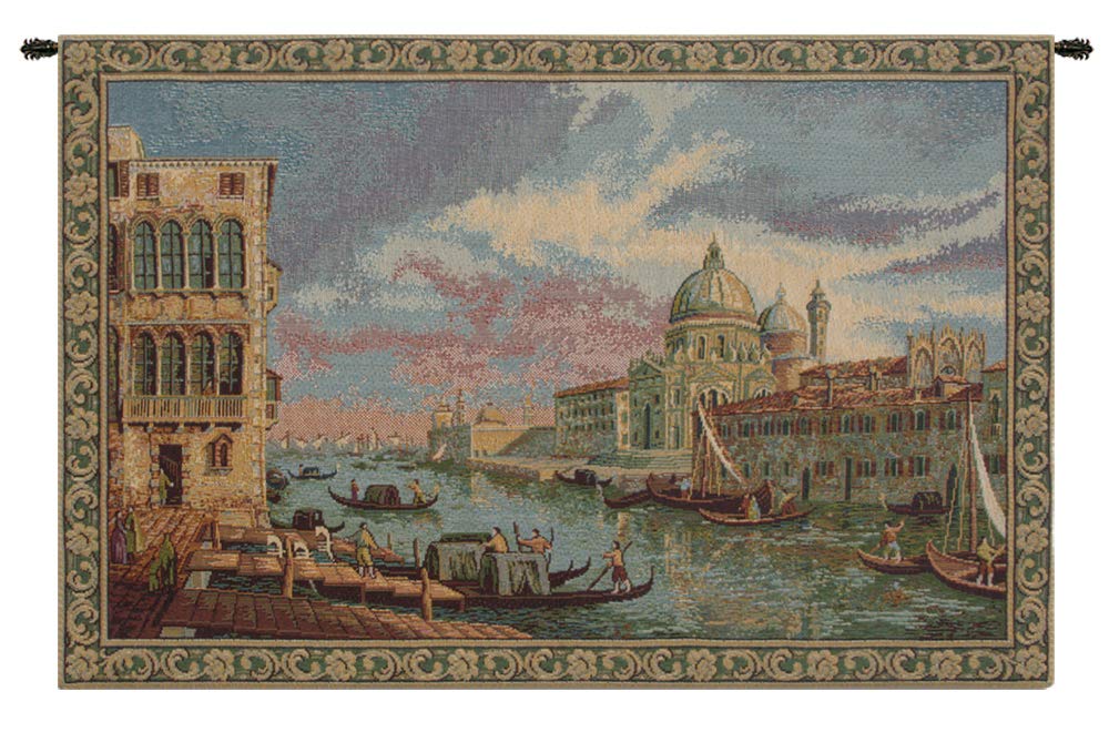 Venezia Italian Tapestry Wall Hanging 12x19 Inch - Viscose Cotton Polyester Blend Woven in Italy - Renaissance Wall Art for Living Room, Bedroom & Office Decor - Inspired by Canaletto Paintings