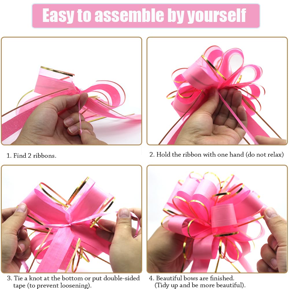 6 PCS 6-Inch Pull Bows for Gift Wrapping, Party Decorations, Birthday, Holiday Presents - Perfect for Gift Boxes, Bouquets, and Home Decor