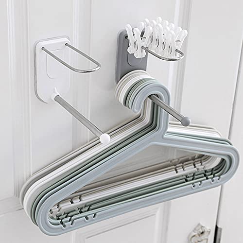 VALINK 2-Tier Wall Mounted Clothes Hanger Organizer - Stainless Steel Space Saving Storage Rack for Closet, Wardrobe & Laundry Room Organization