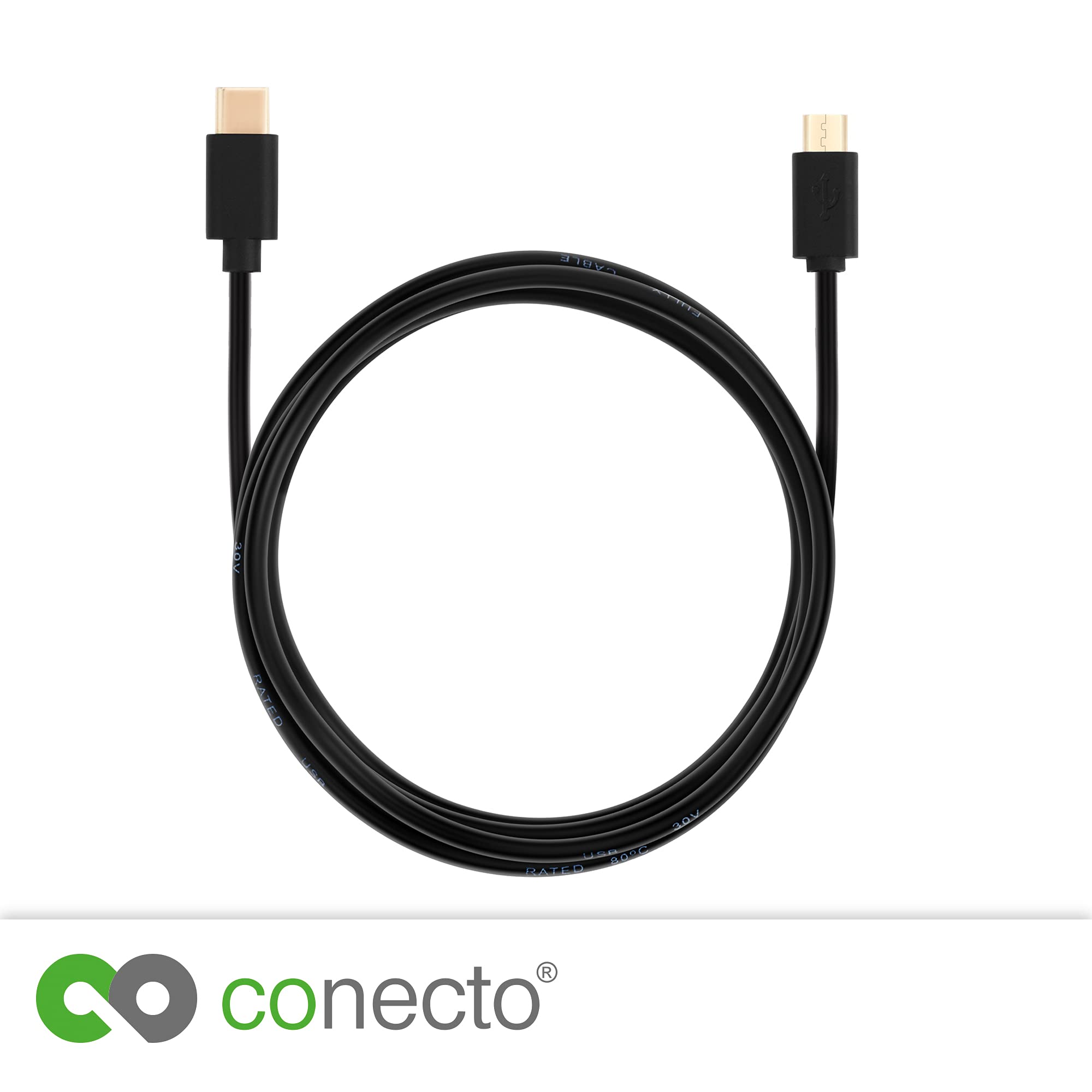 1m USB C to Micro USB Cable 2.0 Fast Charging & Data Sync Cord with Gold-Plated Connectors - Perfect for Smartphones, Tablets, Power Banks & Portable Devices (Black)
