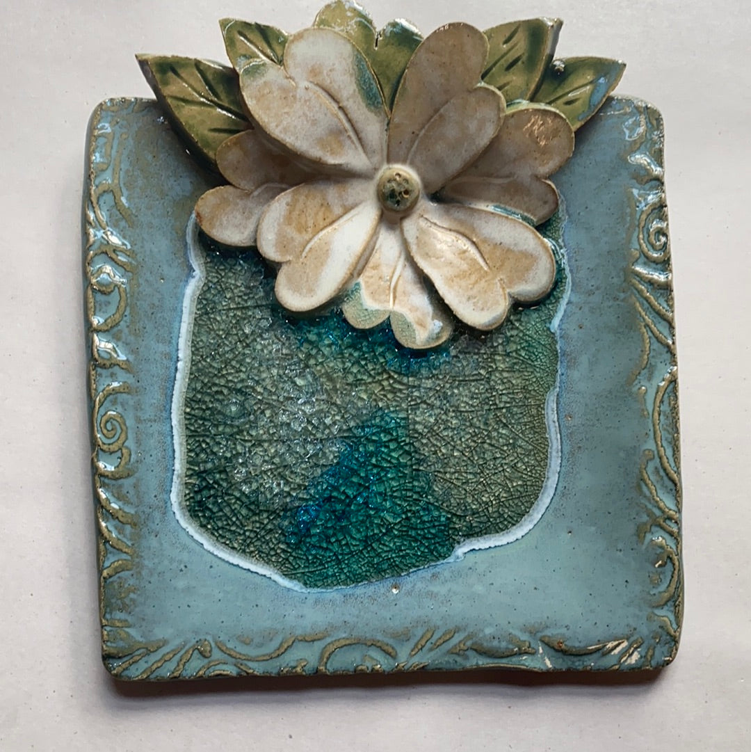 Handmade Floral 6-Inch Square Tray - Elegant Serving Tray for Tea Party, Home Decor, and Gift Giving