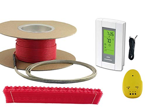 120V Electric Tile Radiant Floor Heating System - 10 Sqft Warming Cable with GFCI Protection & Programmable Thermostat - Perfect for Bathroom, Kitchen & Basement Floor Heating