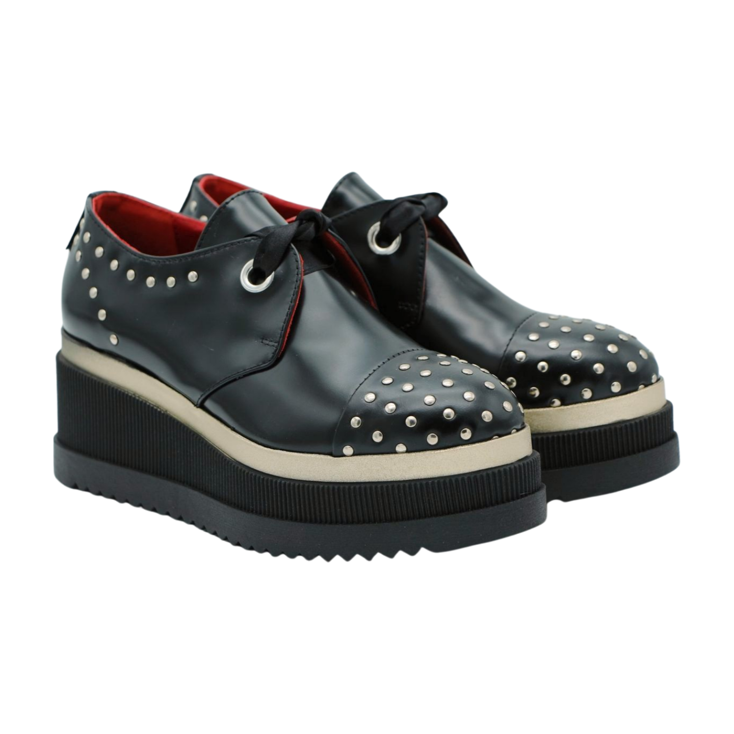 MARCO MOREO Black Leather Studded Platform Brogue G1990 - Stylish Punk Gothic Shoes for Men & Women | Perfect for Parties, Concerts & Alternative Fashion