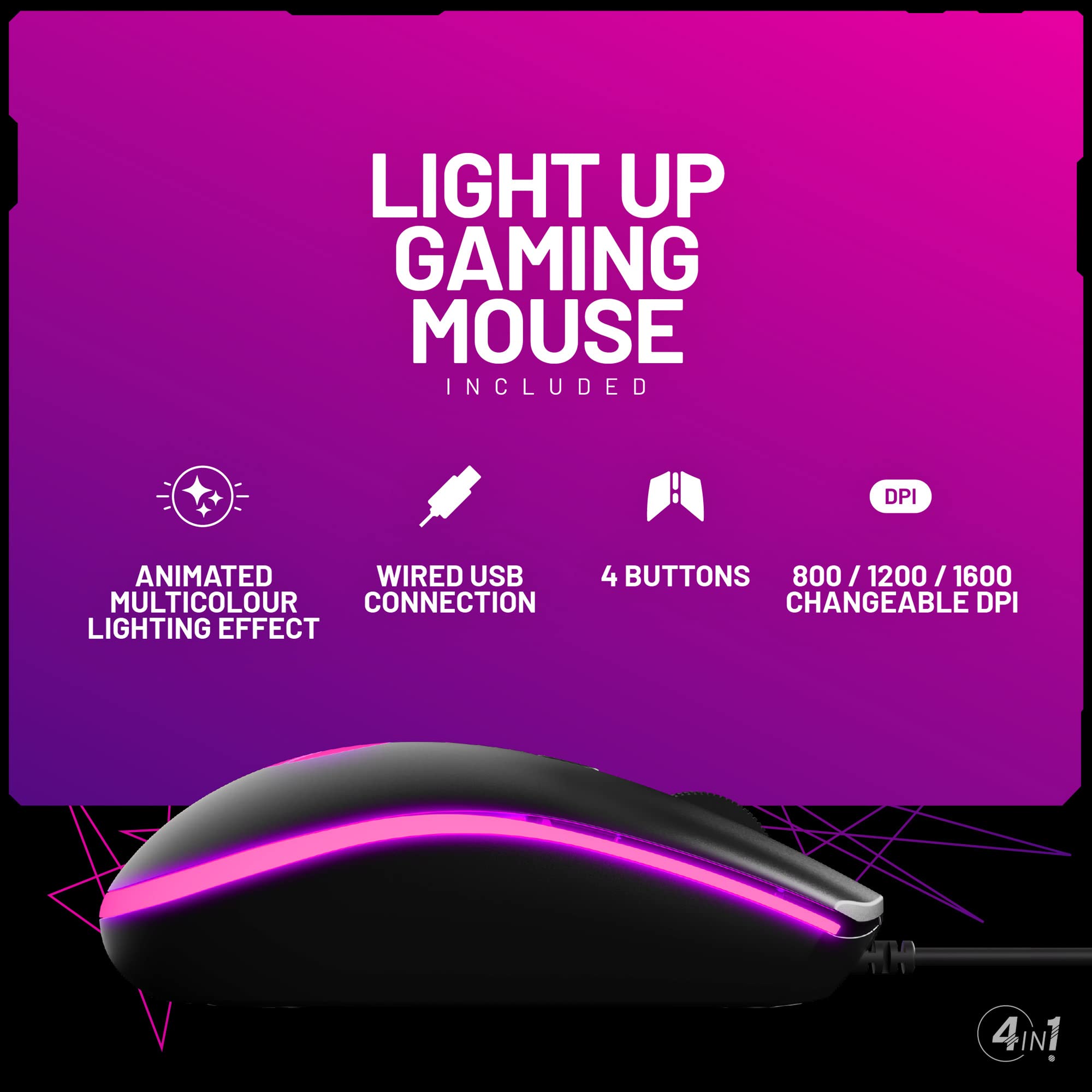 STEALTH 4-in-1 RGB Gaming Bundle for PC & Console - Backlit Keyboard, Gaming Mouse, Headset with Mic & Large Mouse Pad - Perfect for Esports, Streaming & Home Gaming Setup