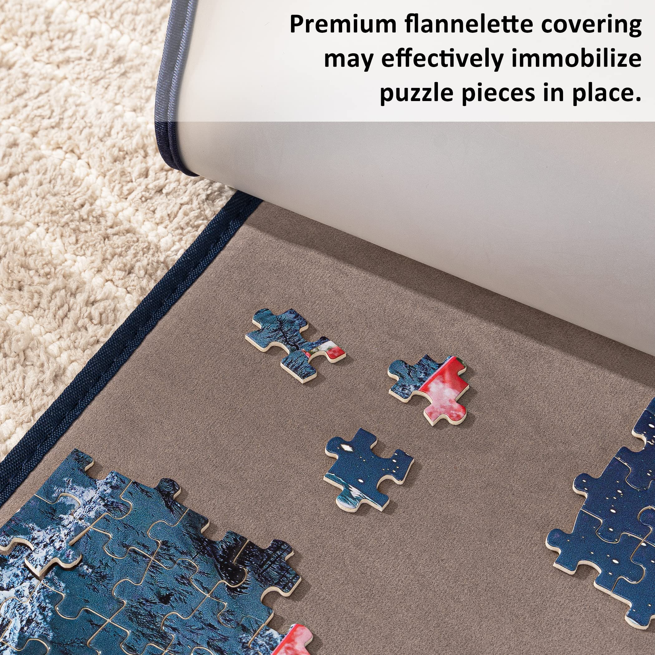 Premium Tektalk Jigsaw Puzzle Board with 6 Sorting Trays - Portable Puzzle Mat with Dustproof Cover for 1000-Piece Puzzles (30.7×20.9 Inches, Gray) - Non-Slip Surface for Easy Assembly & Storage - Perfect for Family Game Nights, Travel & Home Organization