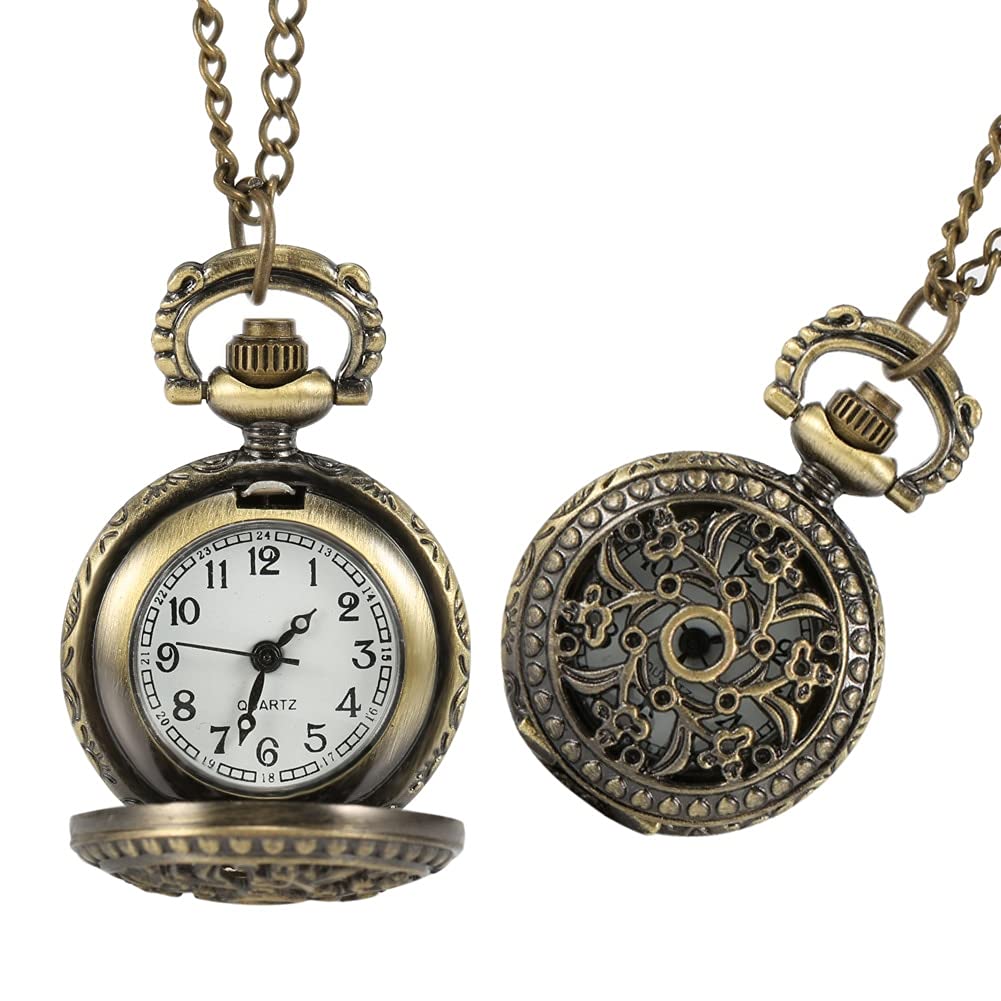 Vintage Women's Pocket Watch - Alloy Retro Hollow Floral Pendant Clock with Chain Necklace, Elegant Gift for Ladies (Style 3) | Perfect for Steampunk Fashion, Victorian Costume Accessories & Antique-Themed Parties