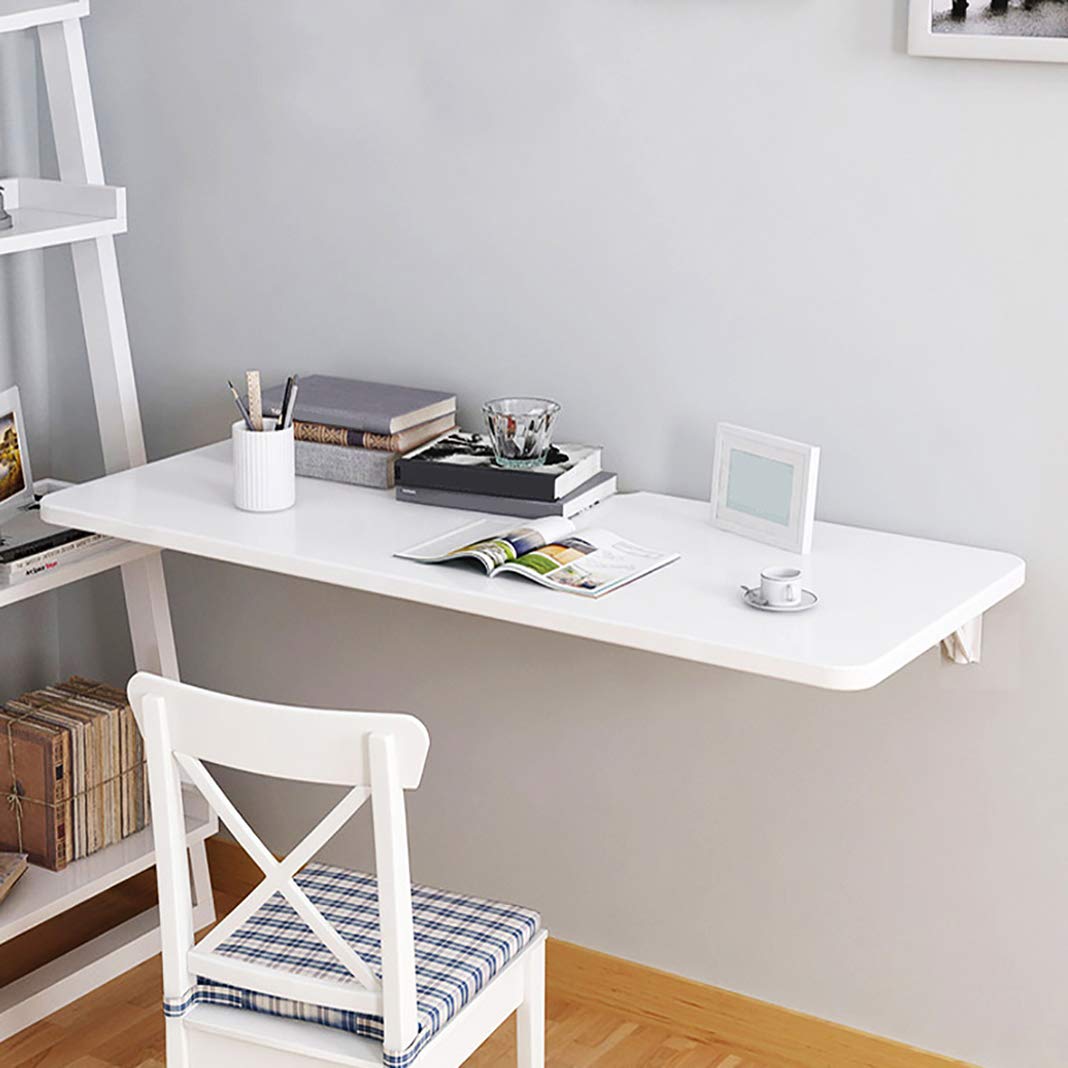 Wall-Mounted Drop-Leaf Table - Foldable Solid Wood Dining Table & Workstation Desk for Home Office, Study or Small Spaces (Multiple Size Options) | Space-Saving Solution for Apartments, Dorms and Tiny Homes