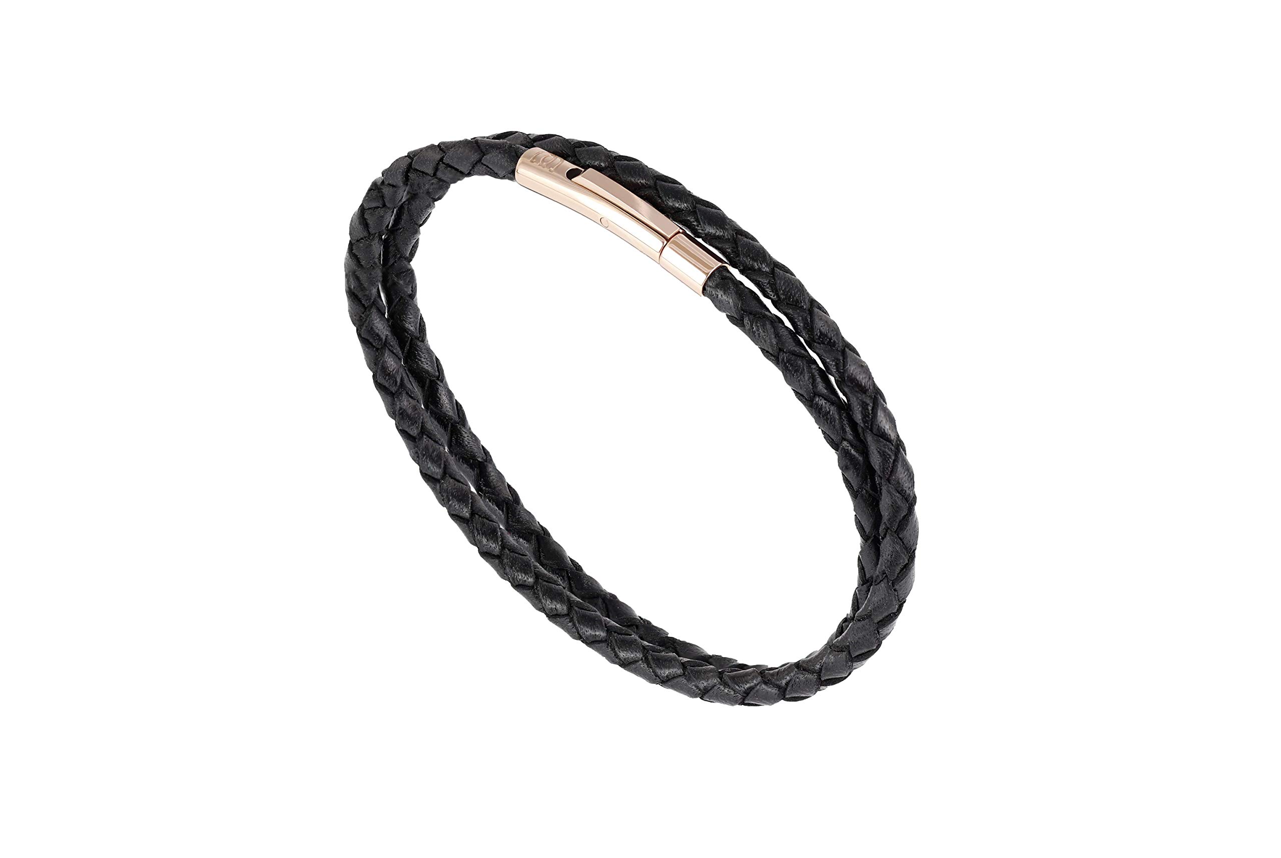 Premium Black Leather Bracelet for Women with Rose Gold Stainless Steel Clasp - Elegant Jewelry Gift for Everyday Wear & Special Occasions