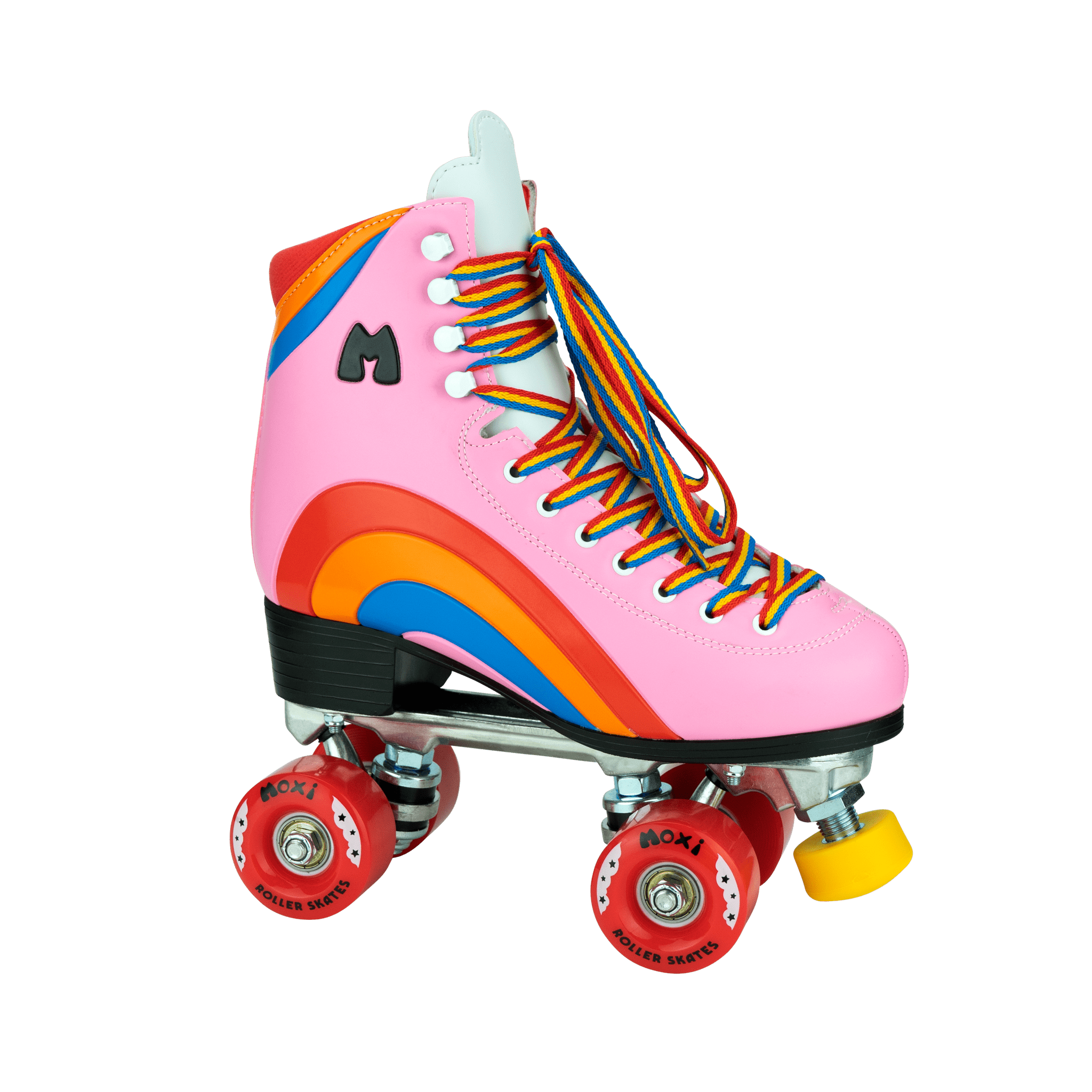 Moxi Rainbow Rider Roller Skates for Women - Pink Heart Design Outdoor & Indoor Quad Roller Skates for Beginners, Rink Skating, Fitness & Fun
