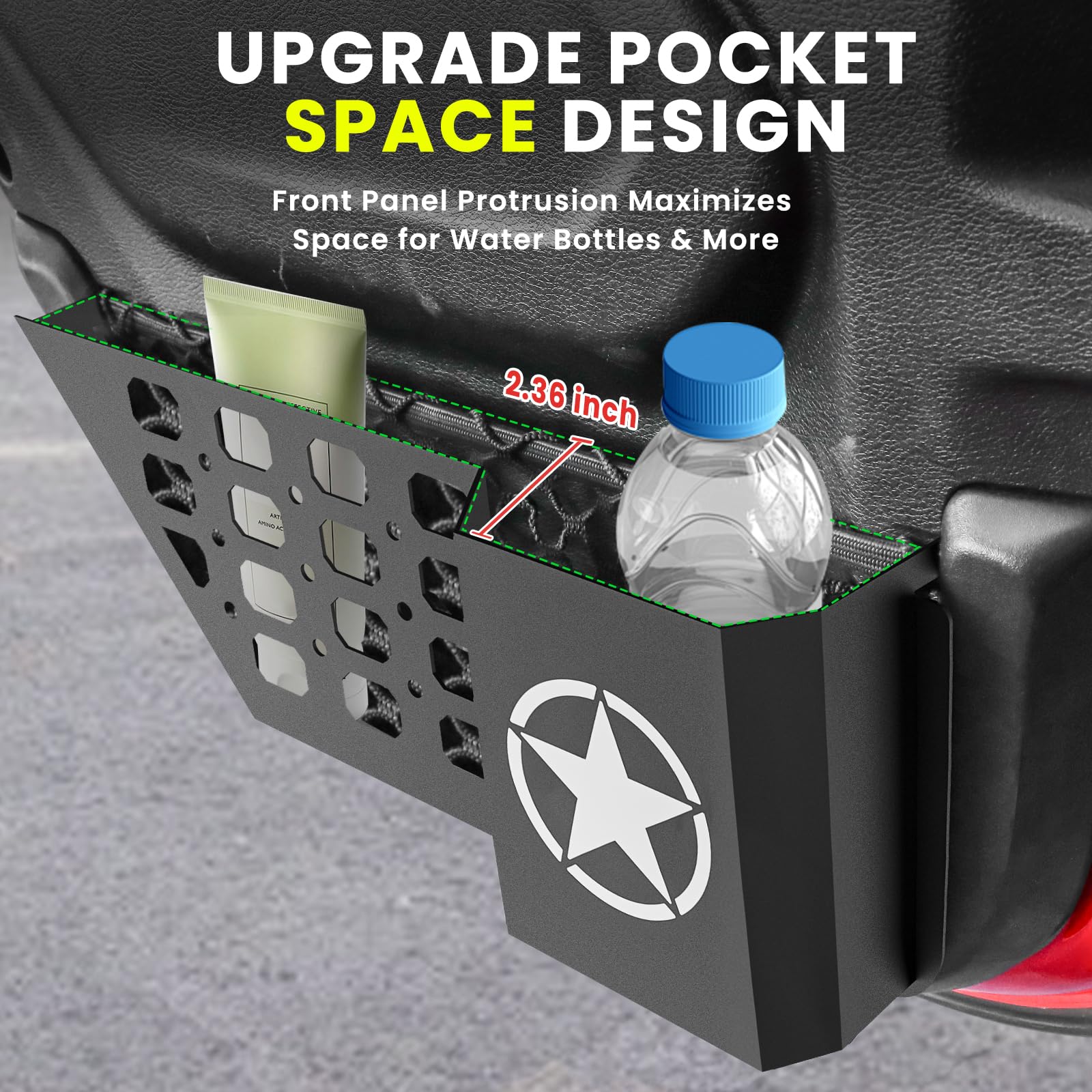 Jeep Wrangler JL JLU 4XE (2018-2025) & Gladiator JT (2020-2025) Metal Rear Door Storage Organizer - 2PCS Interior Door Pocket Inserts for Enhanced Storage | Perfect for Off-Road Adventures, Camping Gear & Daily Commute