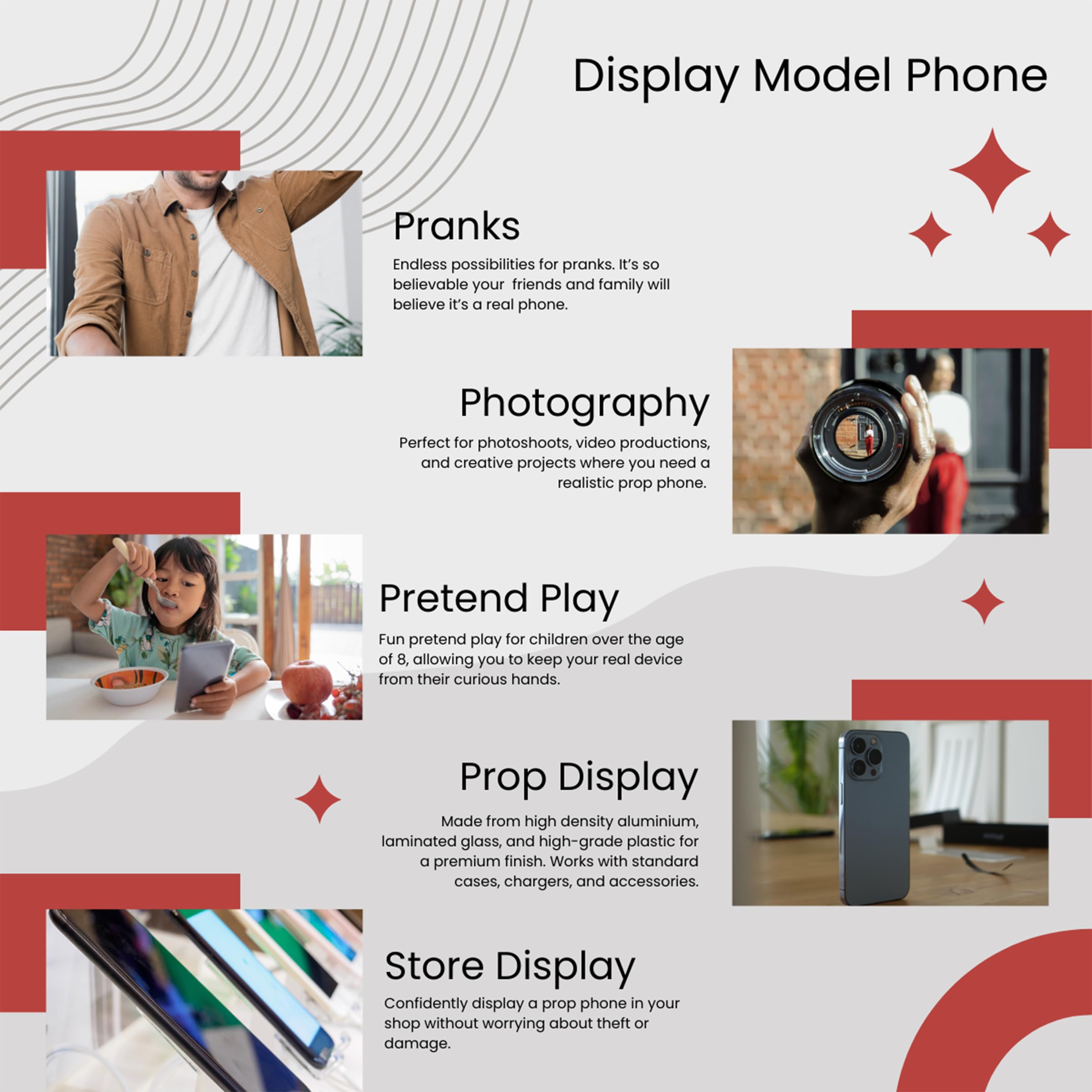 Premium Dummy Display Model Phone for Apple iPhone 13 Pro - Gold Replica Device for Retail Display, Prank Gifts & Photography Props | Compatible with iPhone 13 Pro Cases - Perfect for Store Displays, Practical Jokes & Social Media Content Creation